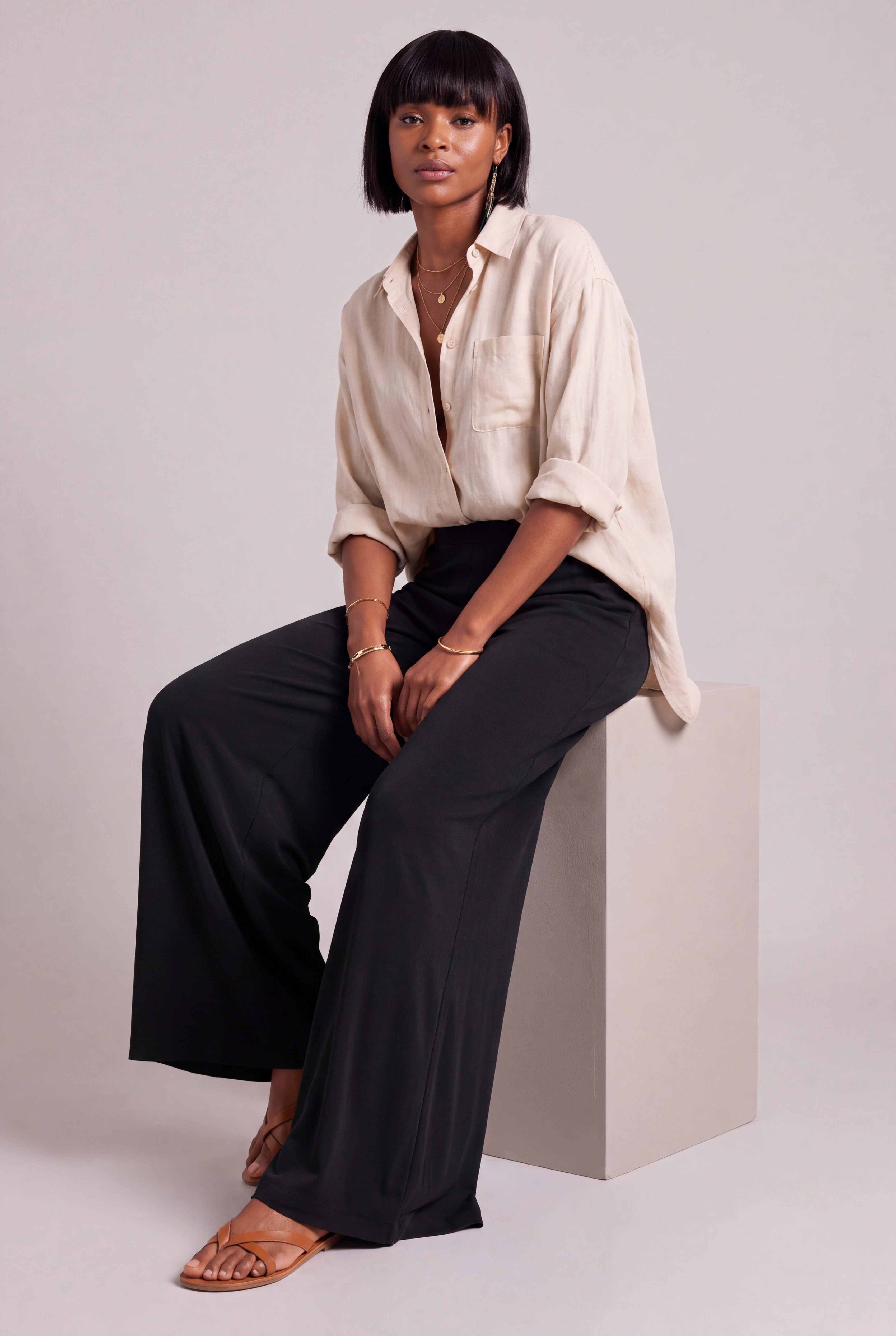 YC Fashion & Style Palazzohose Wide Leg – fließend, elastischer Bund, One Size 38–46 Freizeithose mit elastischem Bund