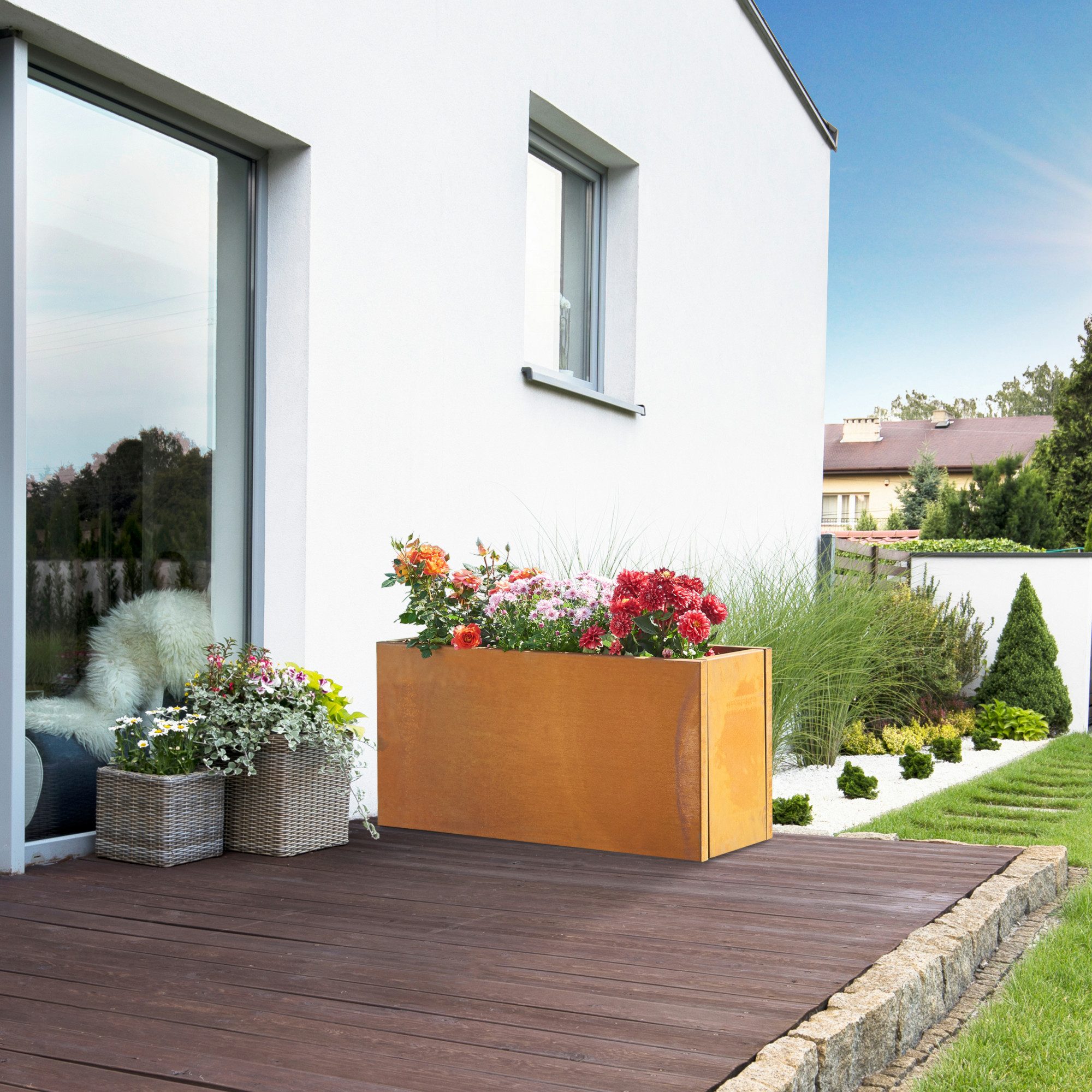 casa.pro Pflanzkübel, »Vaargel« Blumenkasten 40x80x30 cm rechteckig Stahl E günstig online kaufen