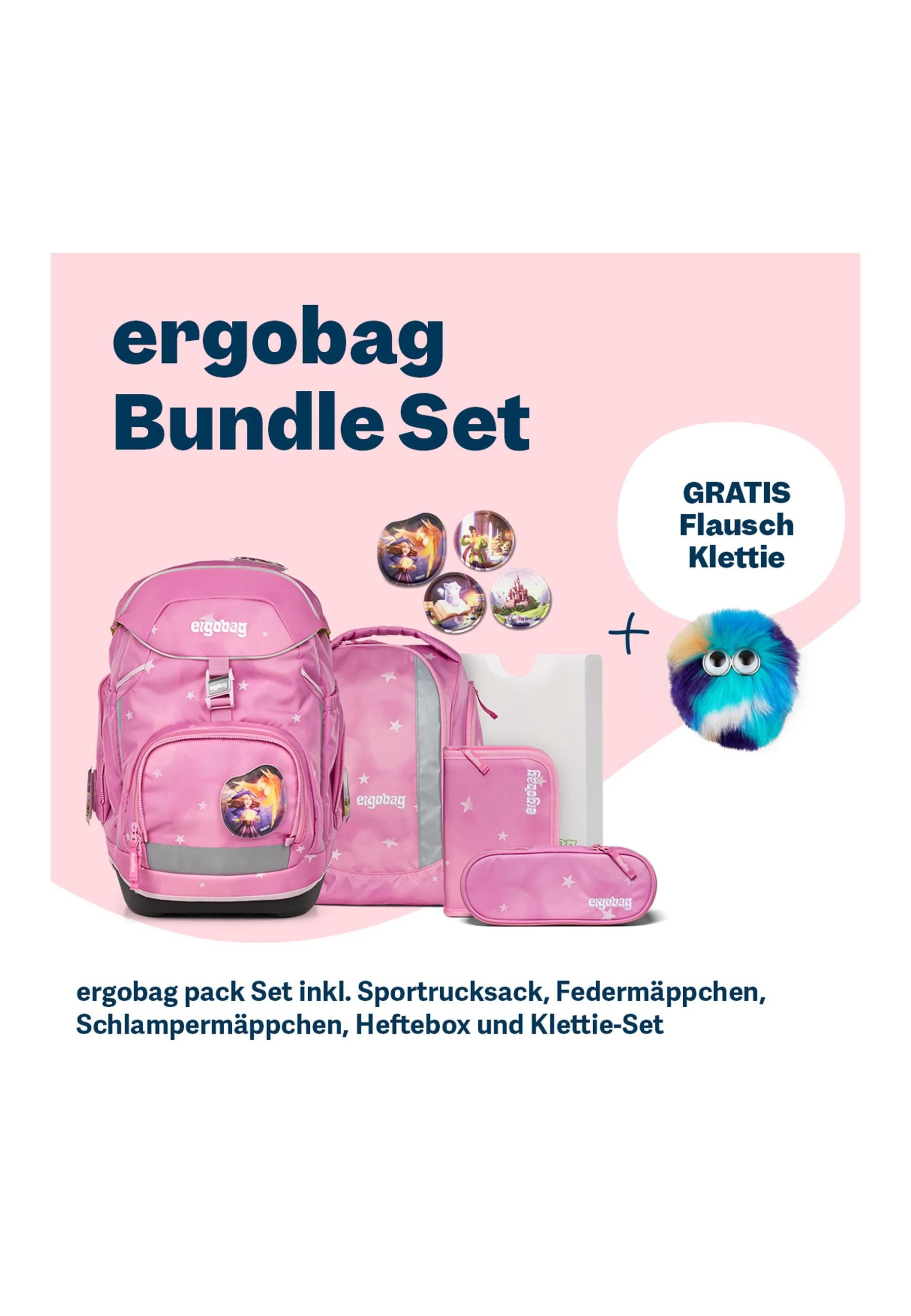 ergobag Schulranzen pack Set Bundle (7-tlg., 7-teiliges Set), größenverstellbares Rückensystem