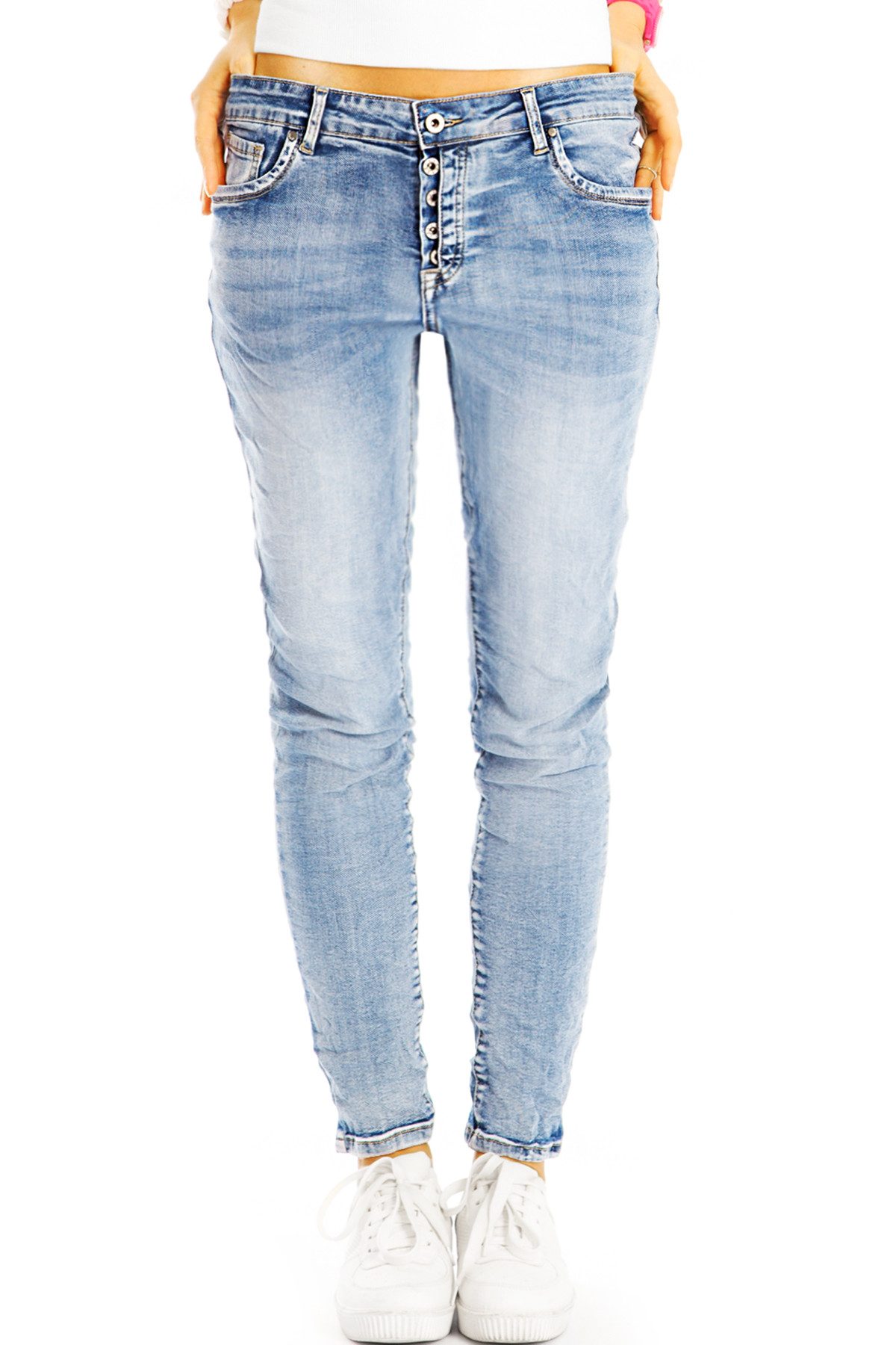 be styled Slim-fit-Jeans Slim fit Hüftjeans hellblaue stretch low waist Hosen - Damen - j10k-3 mit Stretch-Anteil