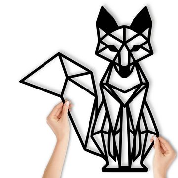 Namofactur 3D-Wandtattoo Fuchs Polygon Wand Deko - Wanddeko Holz Wandtattoo, Polygon Fuchs Wand Deko Tattoo aus schwarz lackiertem MDF Holz
