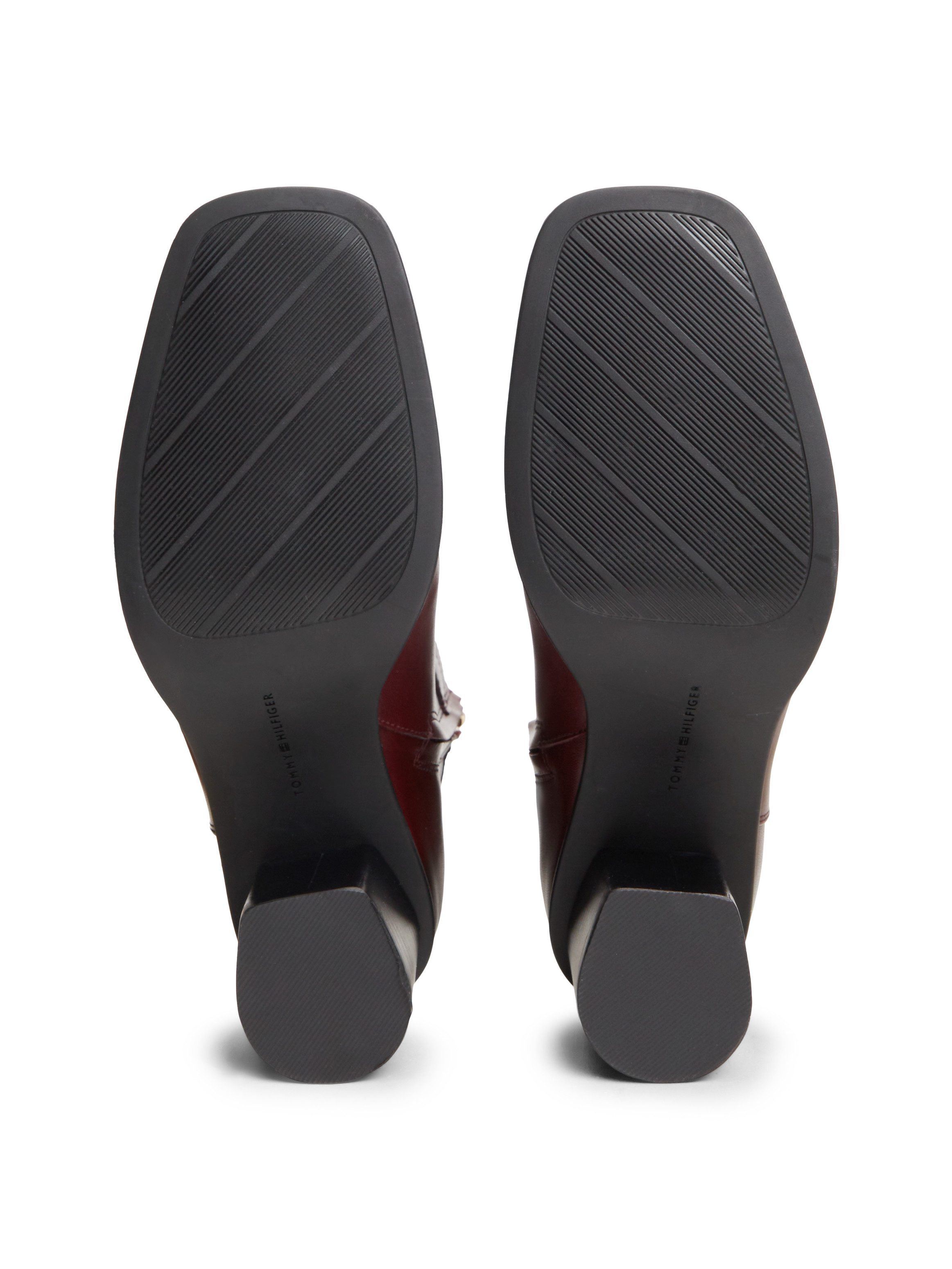 Tommy Hilfiger TH STRAP LEATHER BLOCK HEEL BOOT Stiefelette Herbstschuh, Businessschuh mit goldfarbenem Schmuckelement