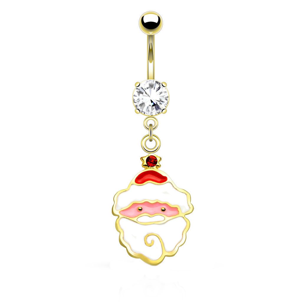 Taffstyle Bauchnabelpiercing Bauchnabelpiercing Kristall Weihnachten Anhänger Weihnachtsmann Gold, Stecker Bauchnabelpiercing Banane Bauchnabel Piercing Schmuck
