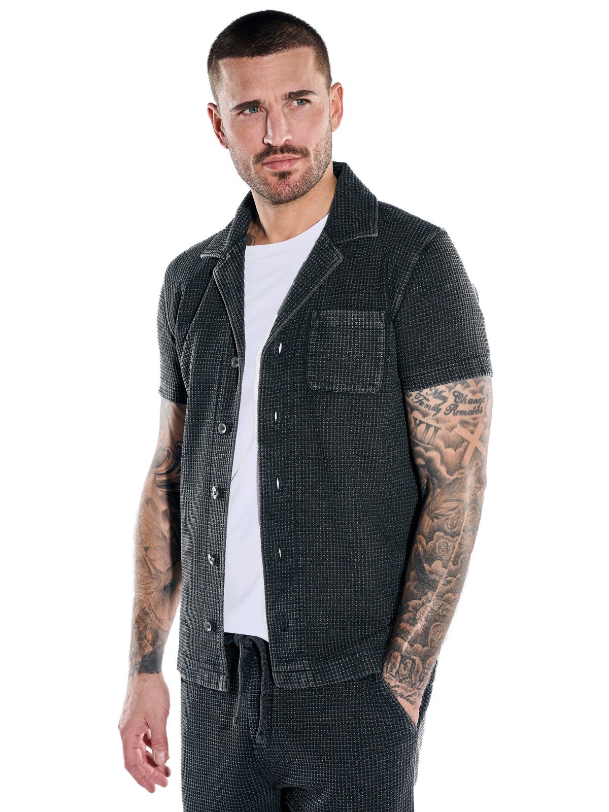 emilio adani Sweatshirt Herren Sweat Homewear aus Baumwolle mit Kragen, Anthrazit