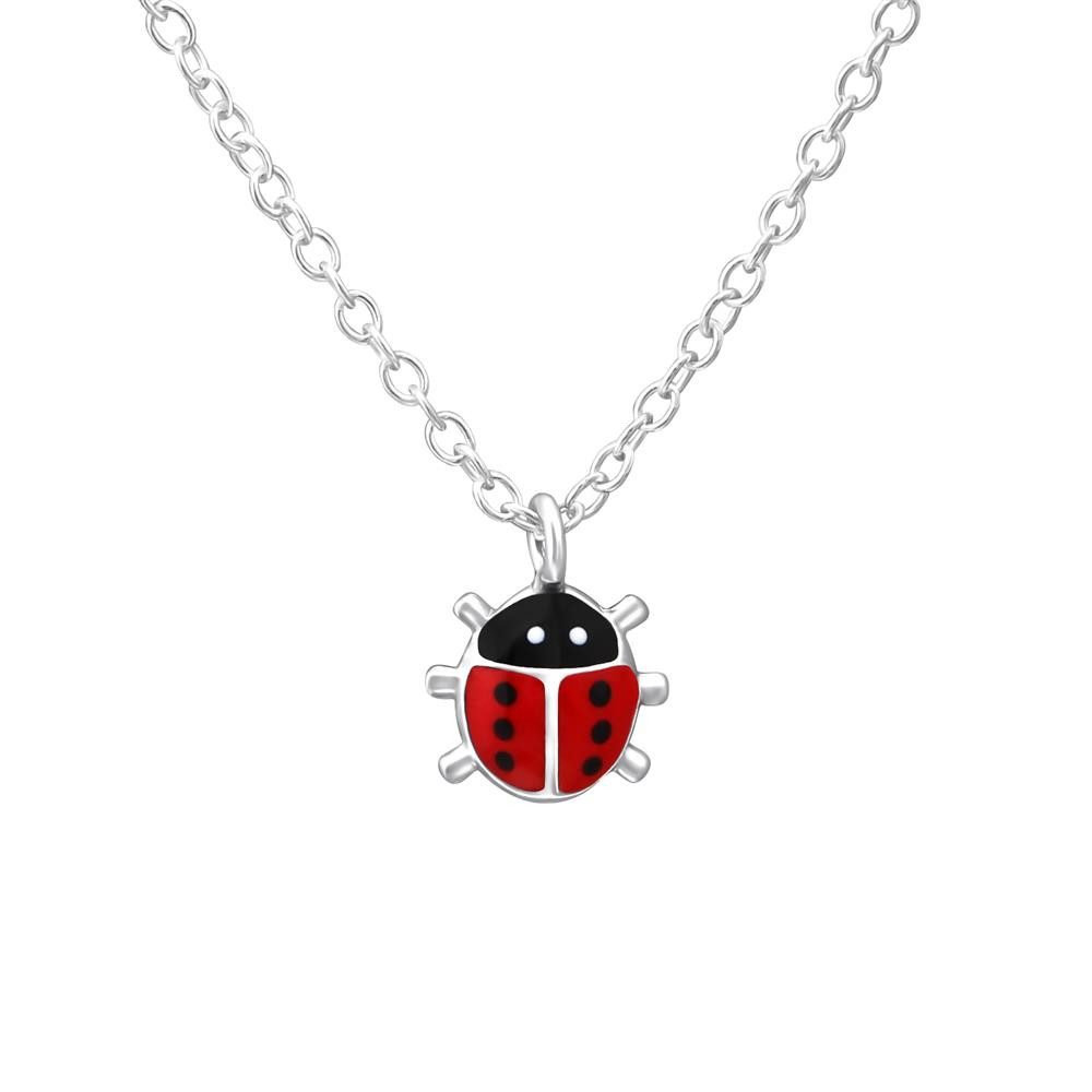 BUNGSA Kette mit Anhänger Kette Marienkäfer aus 925 Silber Kinder (1-tlg), Halskette Necklace Kinder
