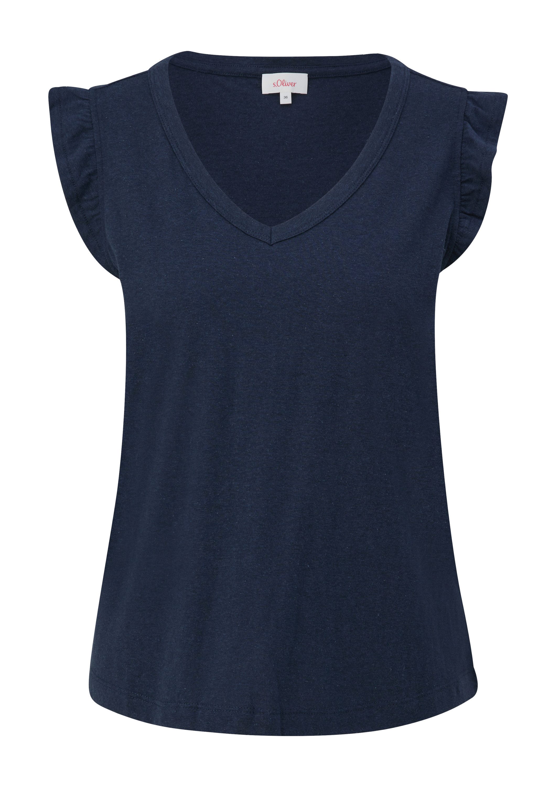 s.Oliver Muscleshirt T-Shirt Ärmelloses Shirt aus Baumwollmix mit Volants günstig online kaufen