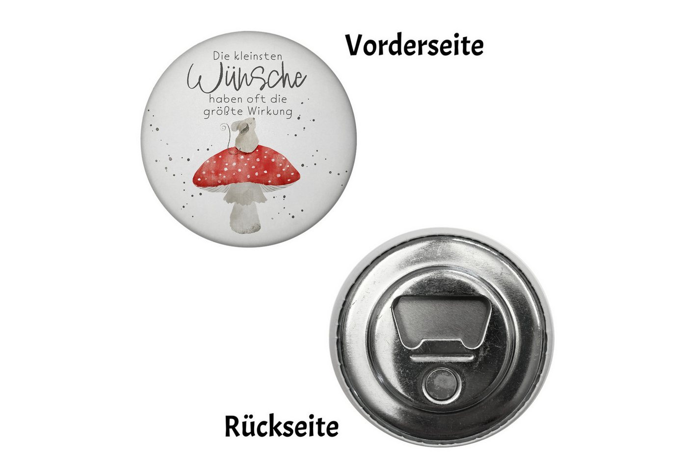Thumbnail - speecheese Magnet Maus auf Fliegenpilz Magnet rund mit Flaschenöffner Spruch Kleinste