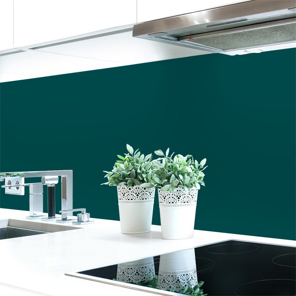 DRUCK-EXPERT Küchenrückwand Küchenrückwand Grüntöne Unifarben Premium Hart-PVC 0,4 mm selbstklebend Blaugrün ~ RAL 6004