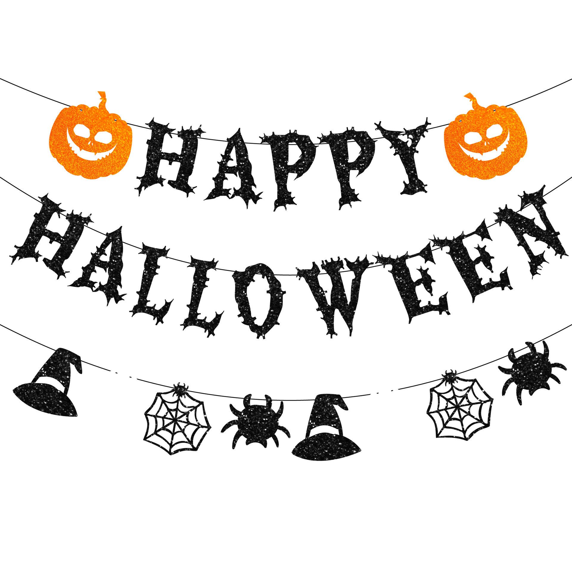 Montegoni Dekohänger Hängedekoration Halloween Girlande Set mit Kürbis Geist, Banner (Halloween Dekoration Horror Party und Garten, Luftschlangen), Halloween Luftschlangen hängende Dekoration für gruselige