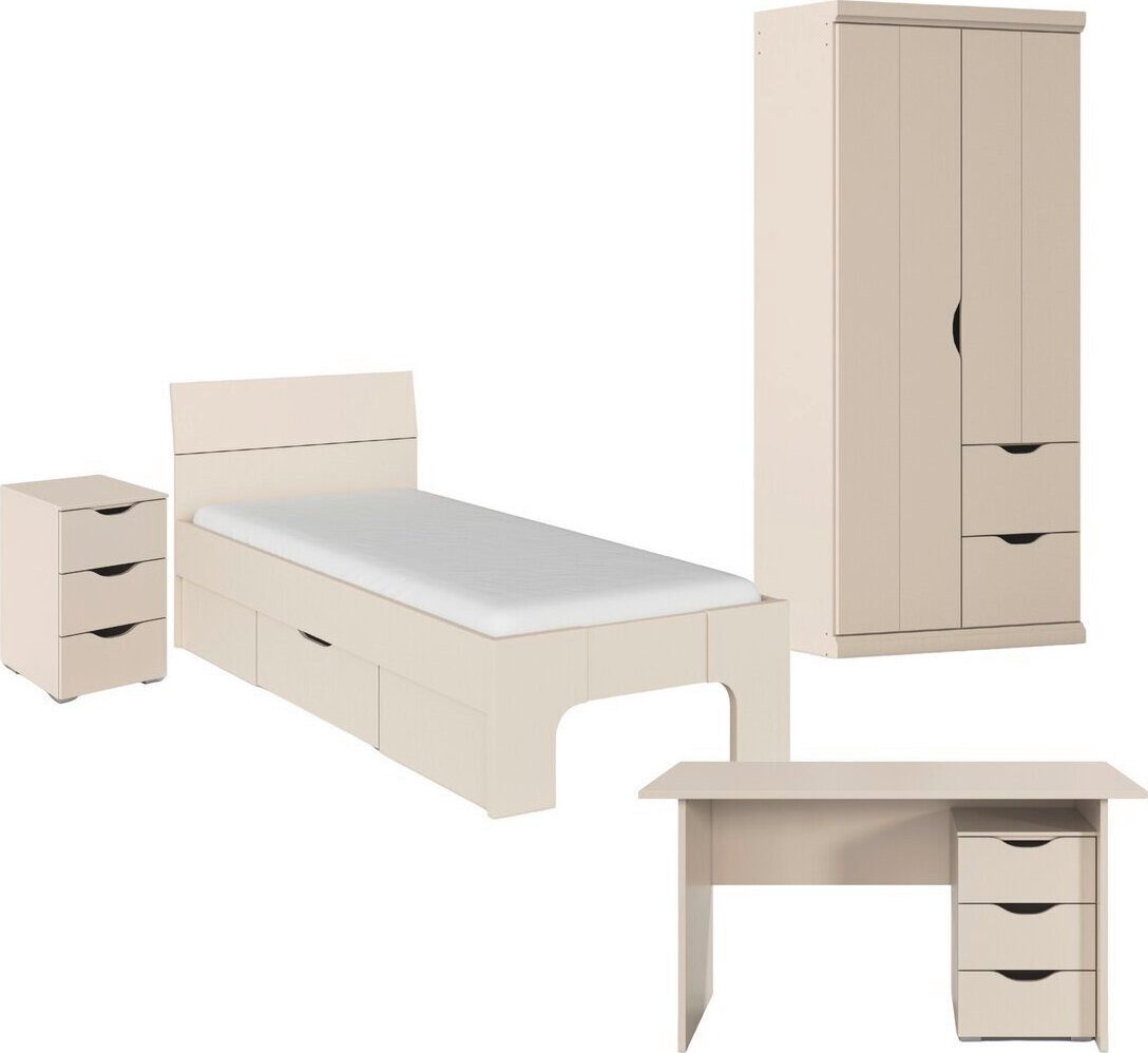 rauch Jugendzimmer-Set Kinderzimmer Полные комнаты Schlafzimmer-Set (4-tlg) MARLENE, (Set, 4-tlg., in 3 verschiedenen Ausstattungen BASIC/CLASSIC/PREMIUM), erhältlich in verschiedenen Bett- und Schrank-Breiten MADE IN GERMANY