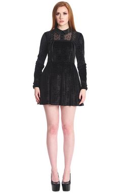 Banned A-Linien-Kleid Melancholie Gothic Dress Totenkopf Pentagramm Samtkleid