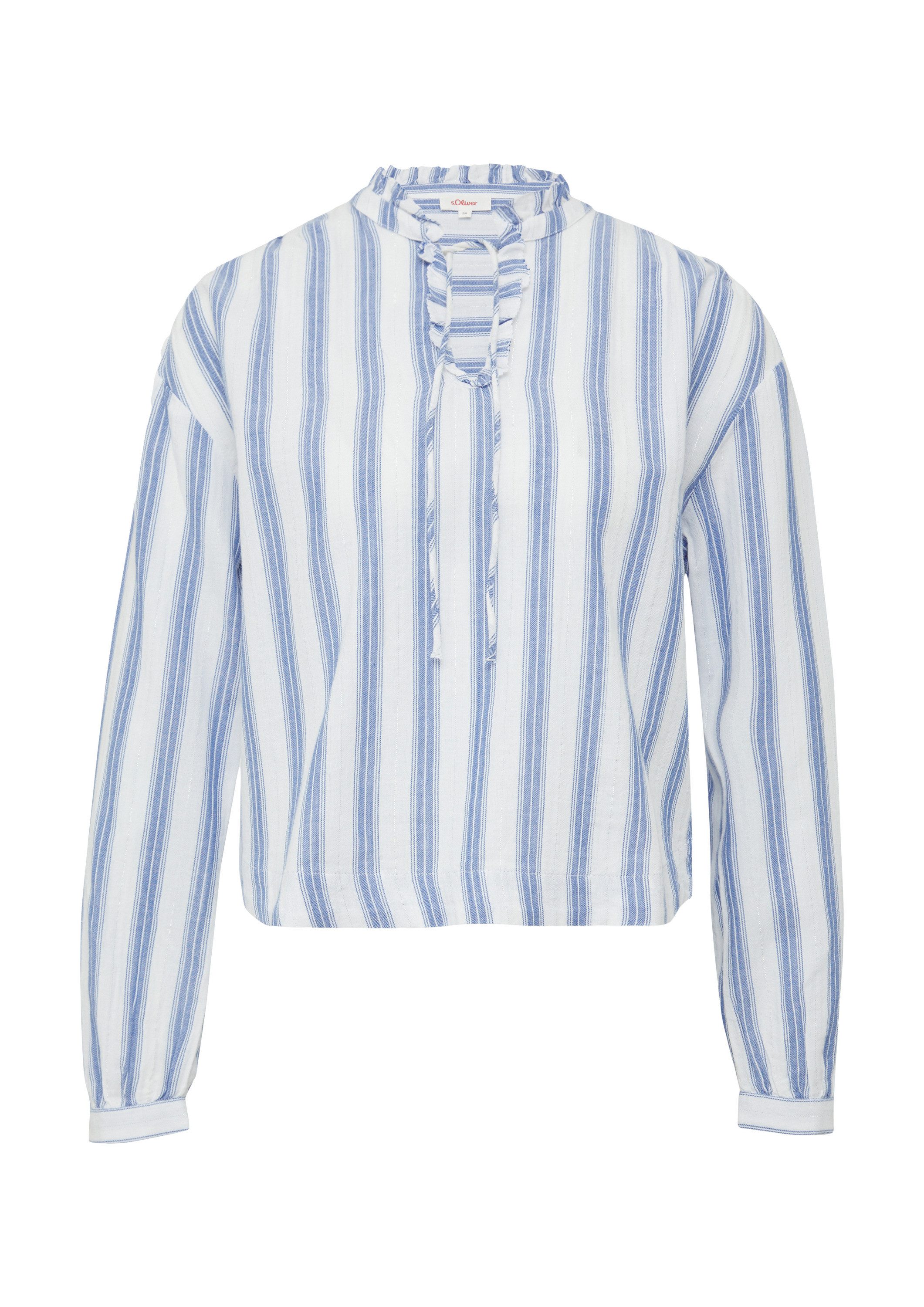 s.Oliver Langarmbluse Bluse Bluse mit Rüschen und Glitzergarn