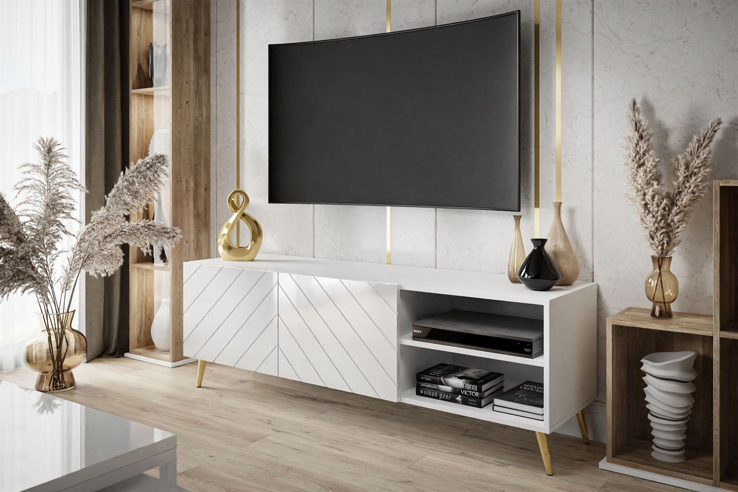 Lookway TV-Schrank VIRGINIA mit glänzend weißer Front