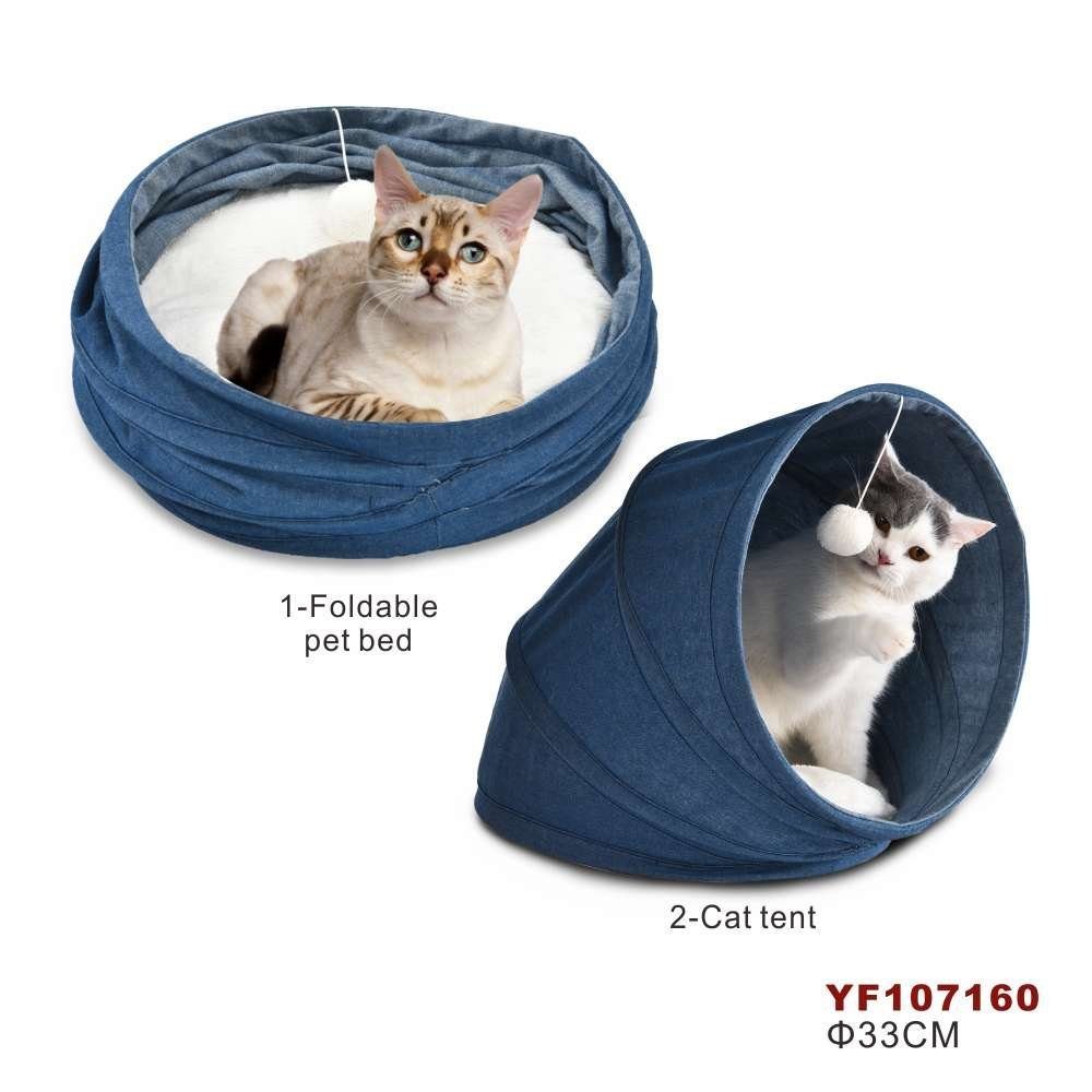 Oneisall Tierbett Höhle und Bett 2-IN-1 für Hund und Katze, Plüsch