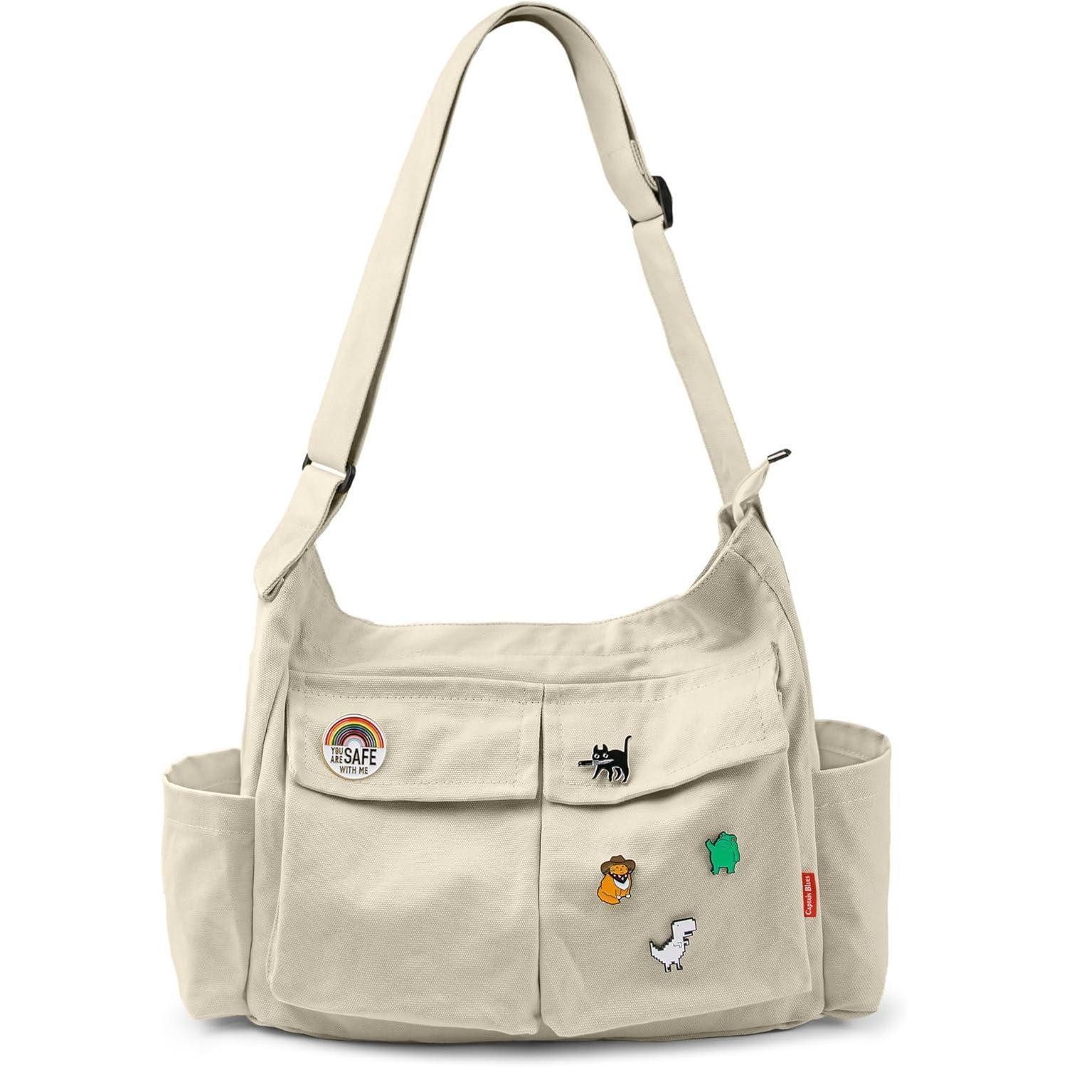 Messenger Bag "Canvas Messenger Bag Umhängetasche groß mit mehreren