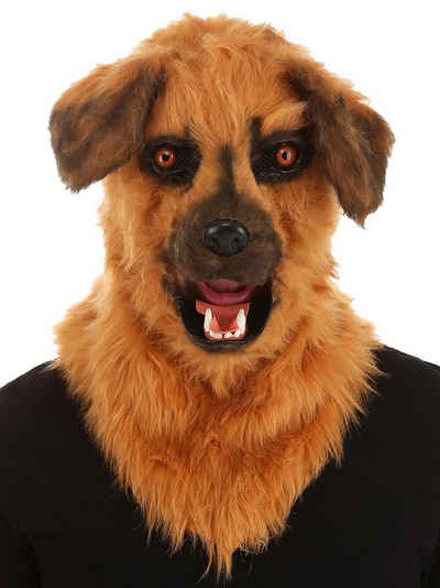 Elope Verkleidungsmaske Hunde Maske mit beweglichem Mund, Realitätsnahe Hundemaske mit Kunstfell und beweglichem Kiefer