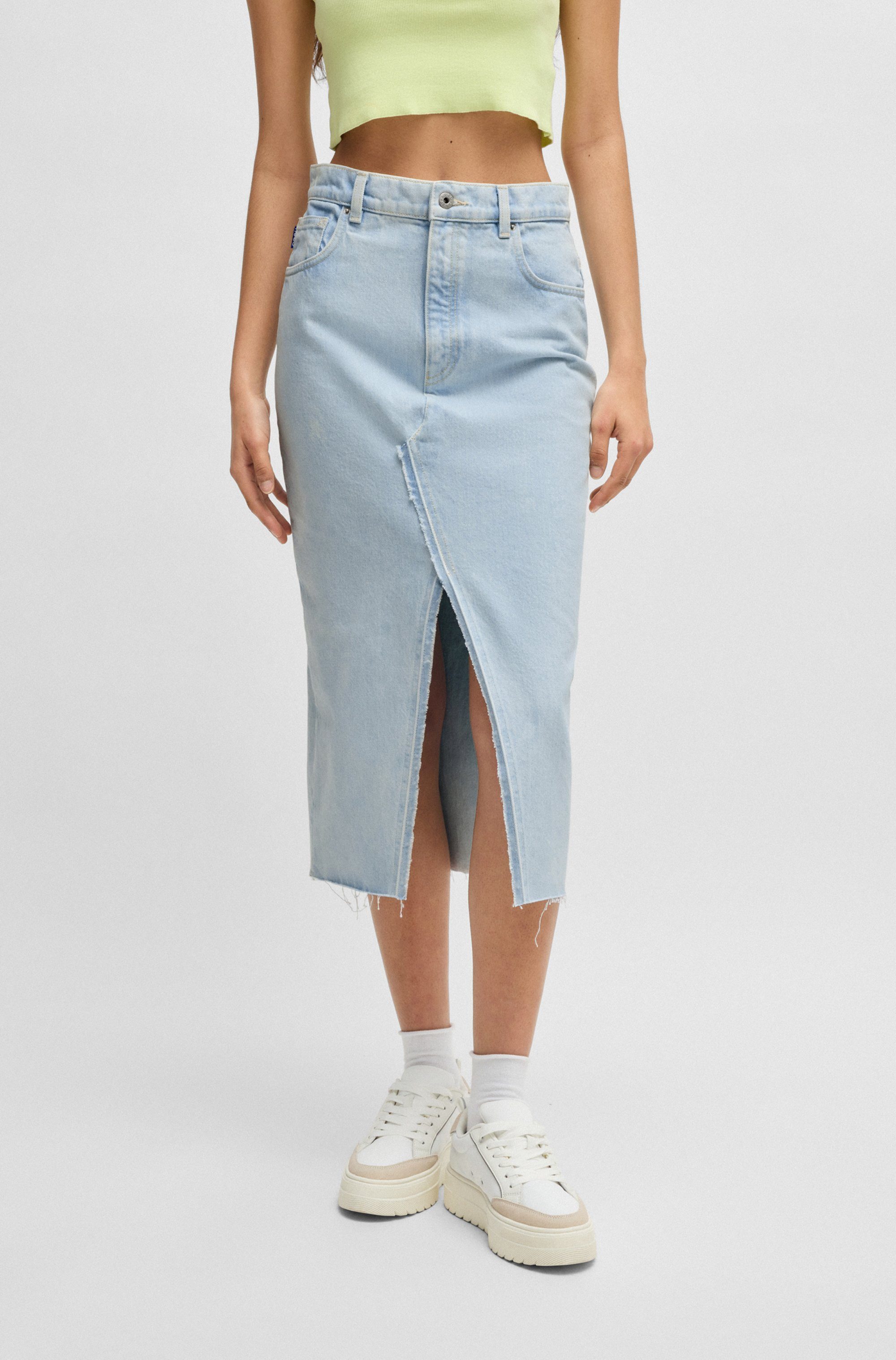 HUGO Blue Jeansrock Galita mit Fransen günstig online kaufen