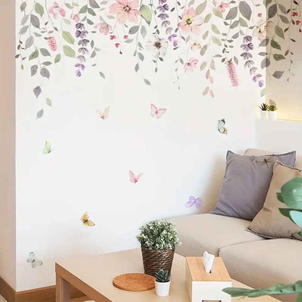 Montegoni Wandsticker 2er Set BRUP Blumen- & Schmetterling Wandaufkleber – Selbstklebend (Set, 2x Selbstklebende Wandaufkleber mit Blumen- & Schmetterlingsmotiv – Bild 5 von 5