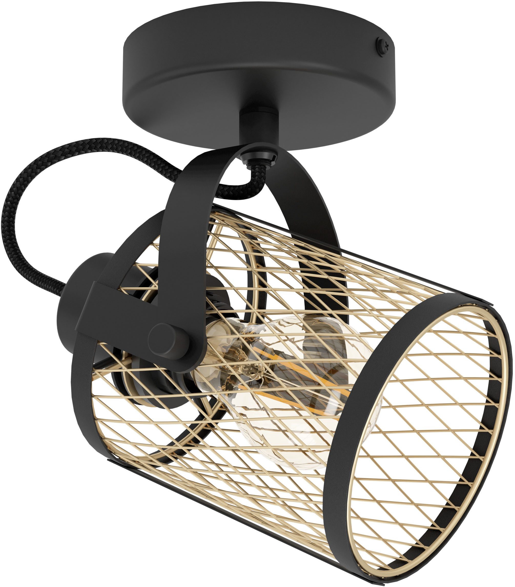 EGLO Deckenspot DELLOW Spotlampe - Stahl - E27 - 1X40W - IP20, ohne Leuchtmittel, Wandlampe, Wandleuchte, schwenkbarer Strahler, L18 x B11 x H20 cm