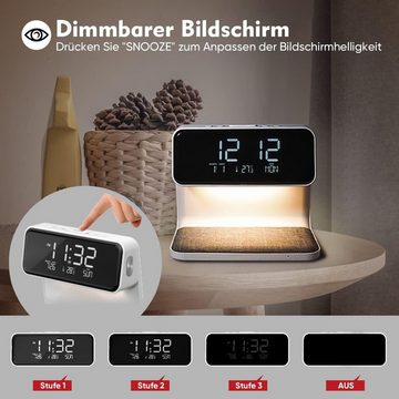 BlingBin Nachttischlampe LED Nachttischlampe Tischlampen Schlafzimmer Touch Nachttischlampe, 10W Kabellose Ladefunktion, LED fest integriert, Warmweiß, dimmbar mit 3 Helligkeitsstufen für Schlafzimmer, Haus und Büro