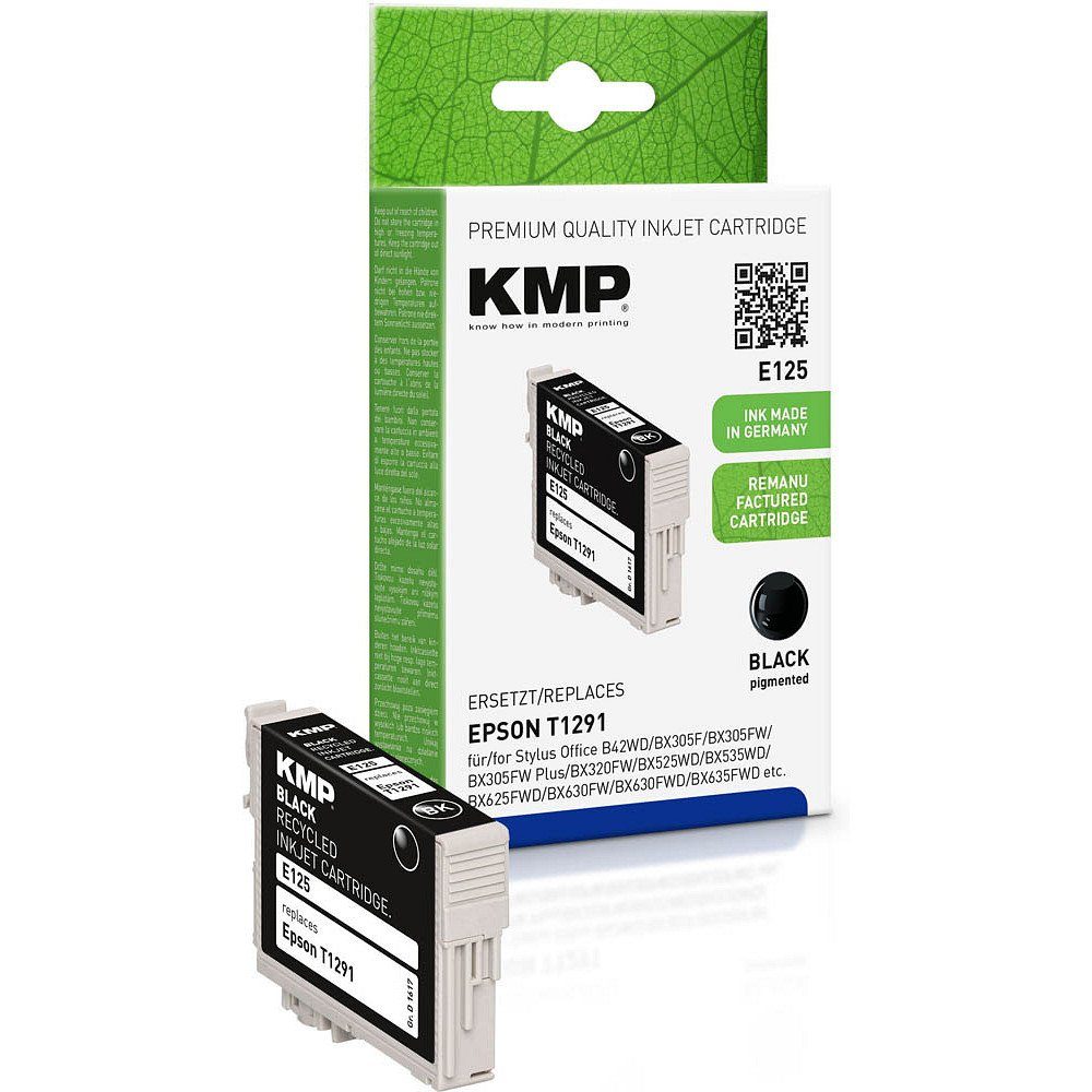 KMP 1 Tinte E125 ERSETZT T1291 - black Tintenpatrone (1 Farbe, 1-tlg) schwarz