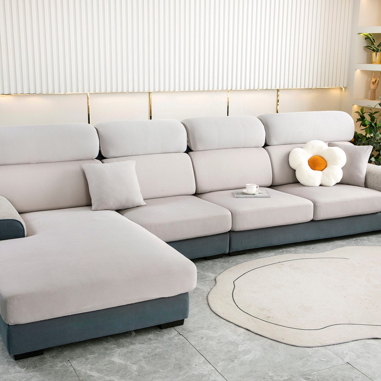 Jibenhome Sofahusse Sofa überzug 3 Sitzer, Sitzkissenbezug für Couch Stretc günstig online kaufen