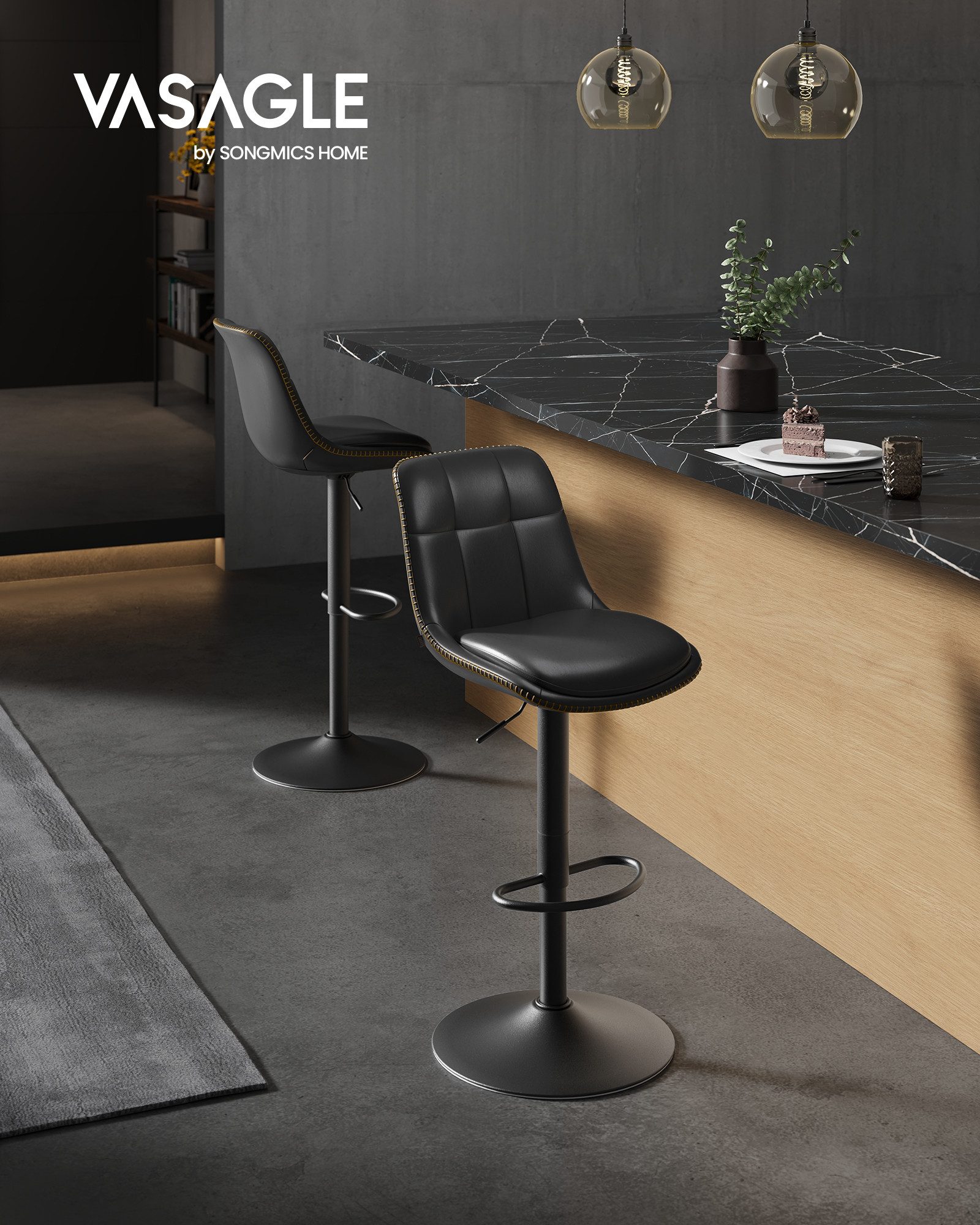 VASAGLE Barhocker Barstühle (Set, 2 St), höhenverstellbar, drehbar günstig online kaufen