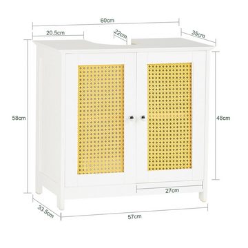 SoBuy Waschbeckenunterschrank BZR72-II mit Gitteroptik-Türen Badschrank Waschtisch Unterschrank Badmöbel