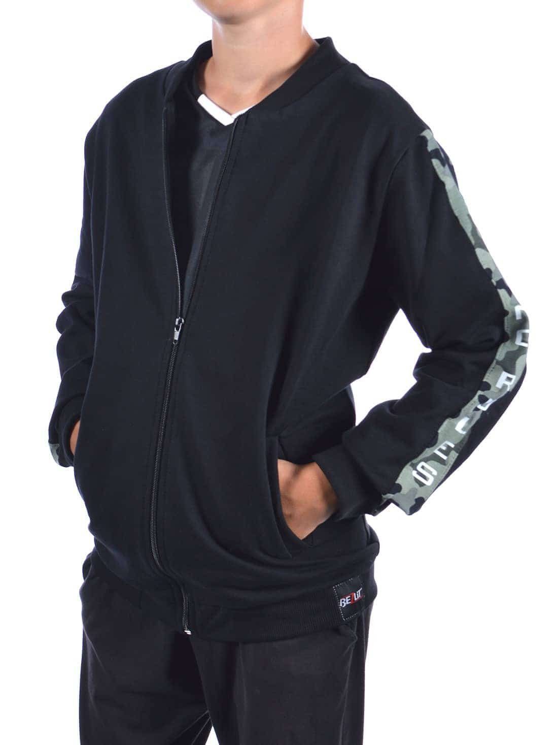 BEZLIT Kapuzensweatjacke Jungen Sweatshirt mit Rücken Print (1-tlg) Schriftzug am Rücken und Ärmeln