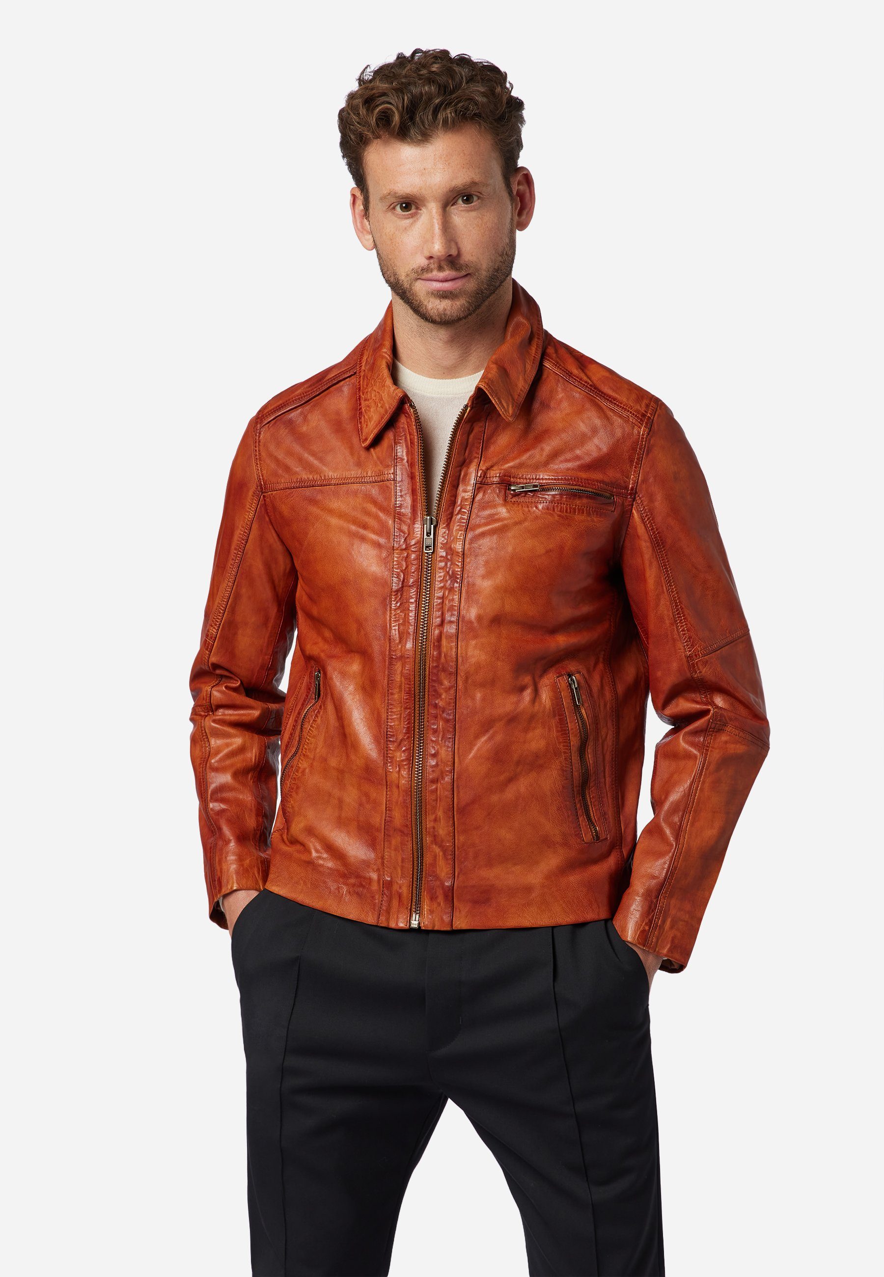 RICANO Lederjacke Shelby hochwertiges Lammleder cognac