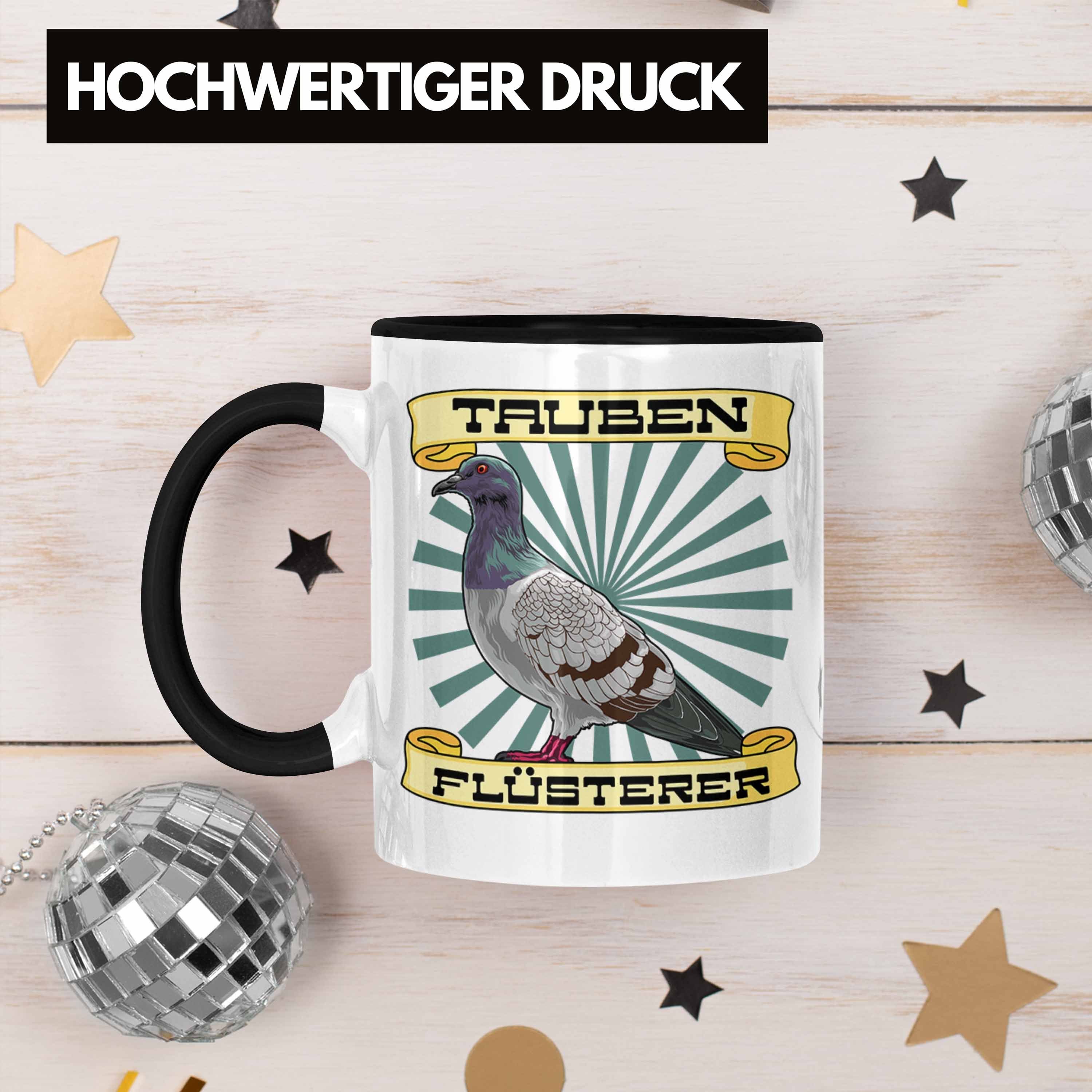 Trendation Tasse mit Spruch Taubenzüchter - für Geschenk Trendation Geschenkidee Tauben Tasse Schwarz Taubenflüsterer Taubenbesitzer