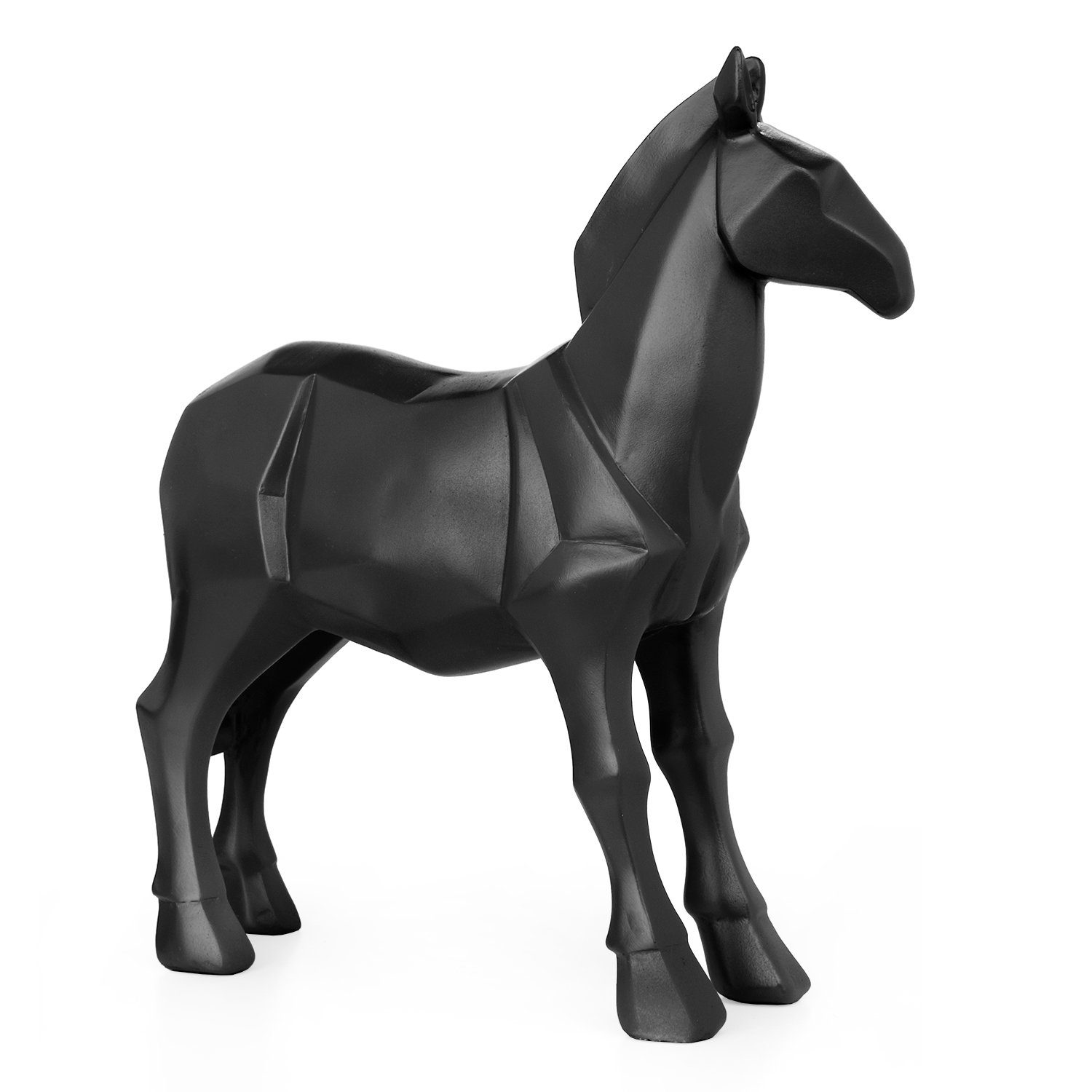 Modern Polyresin Figuren Deko Geometrische Pferd Geschenk Dekofigur TierFigur Moritz Polygonal Skulptur schwarz,