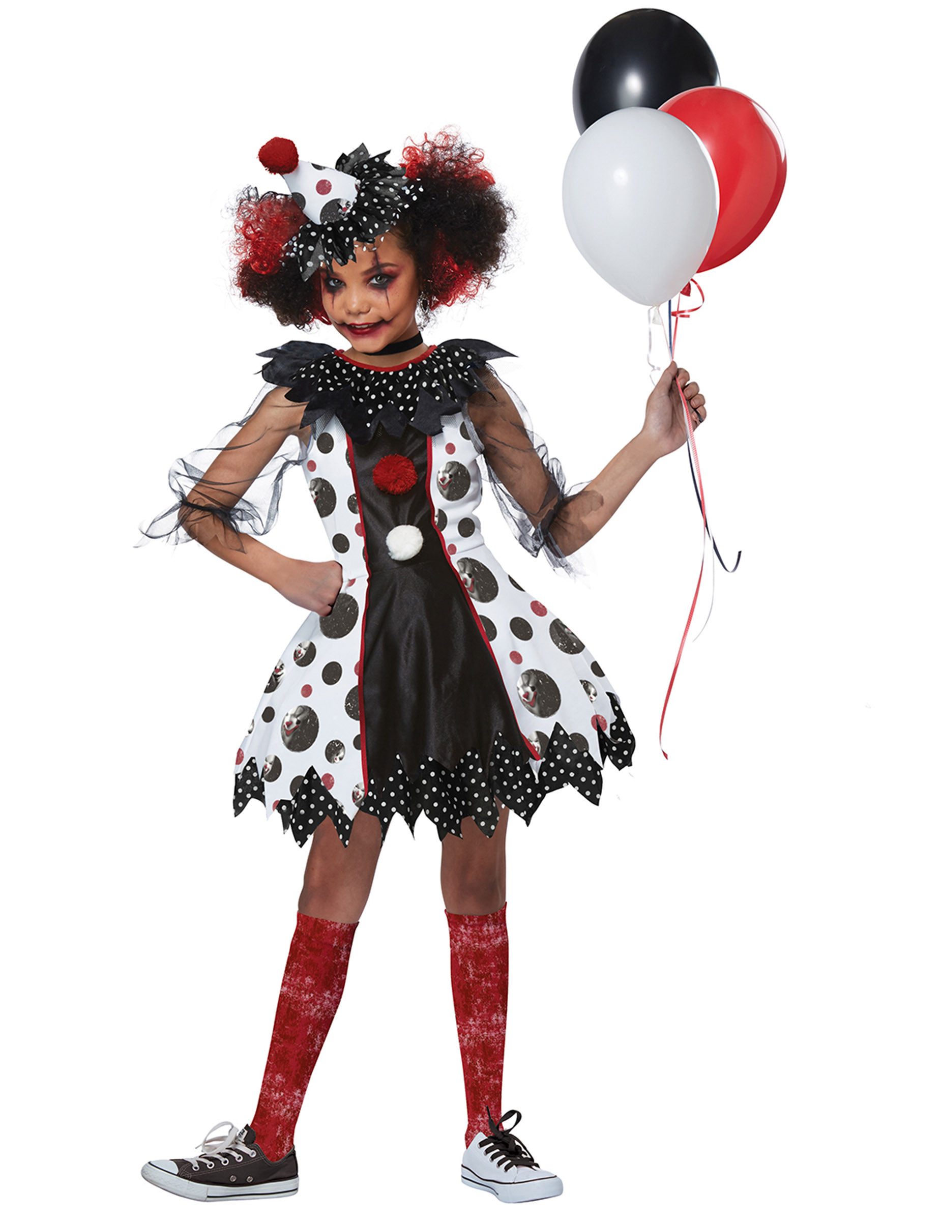 Kostüm Furchteinflössendes Clown-Kostüm für Mädchen Halloweenkostüm
