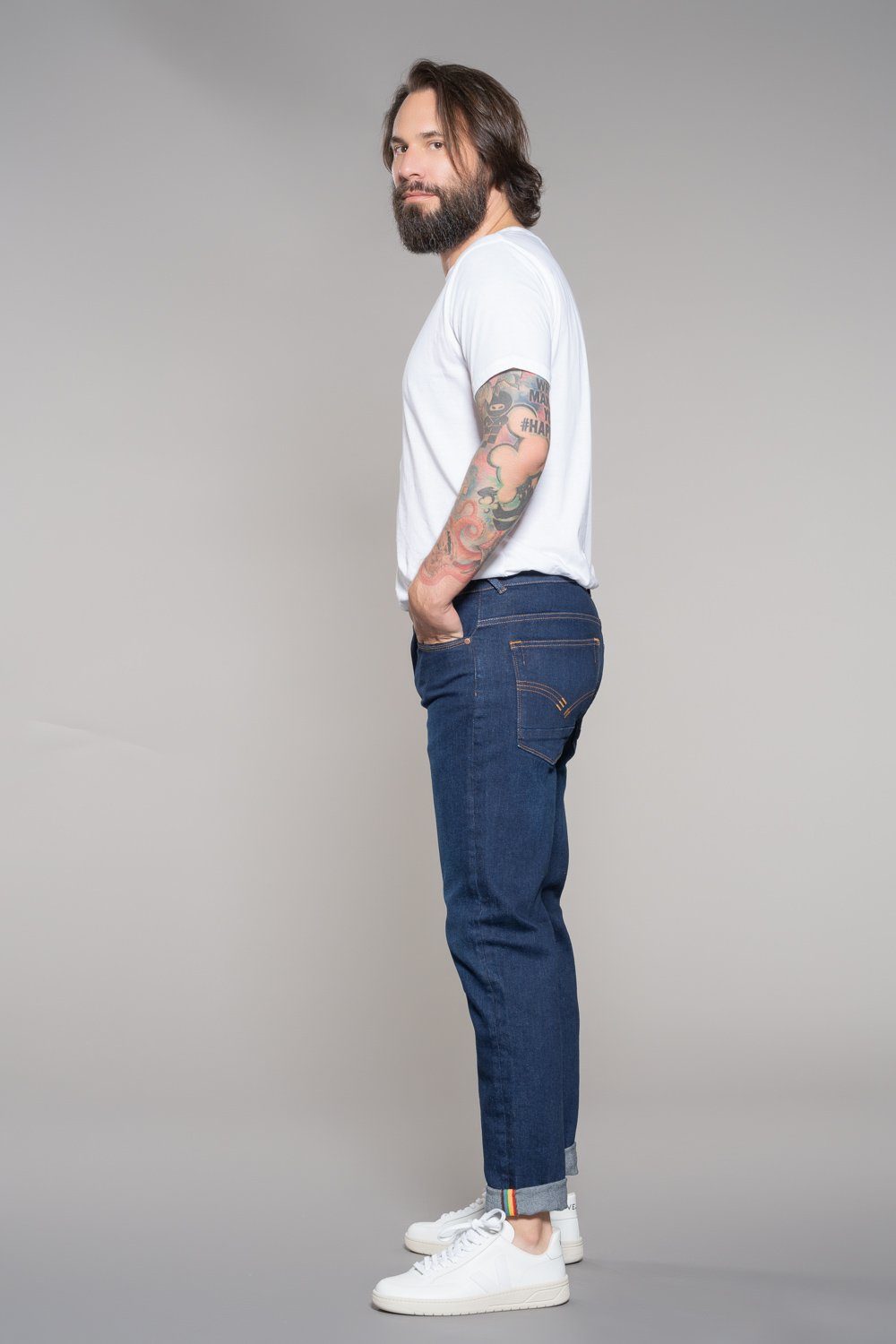 Feuervogl Slim-fit-Jeans fv-West:minster, Slim Fit, Fit, Slim Classic Waist Unisex Medium 5-Pocket-Style, Unisex, Waist, Blue Medium