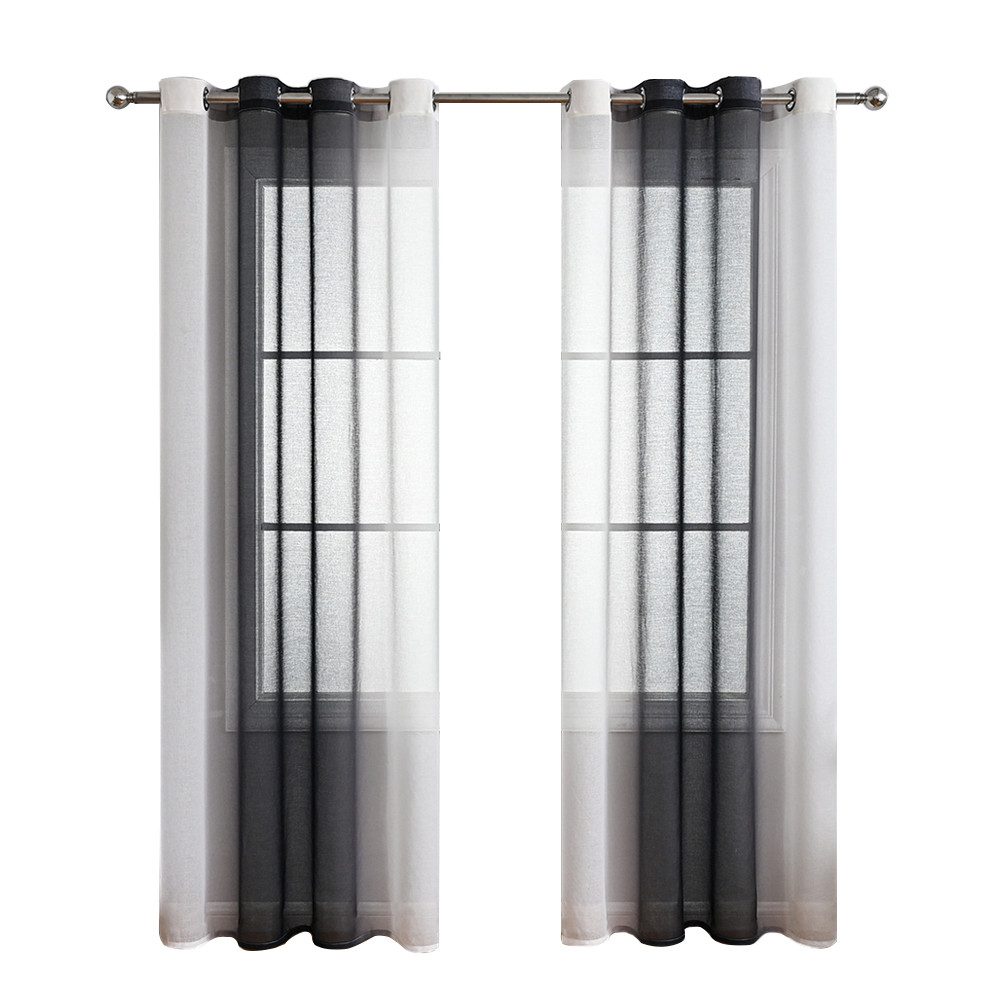 NUODWELL Gardine 2er Set Voile Vorhänge, Gardinen Gestreift Lichtdurchlässi günstig online kaufen