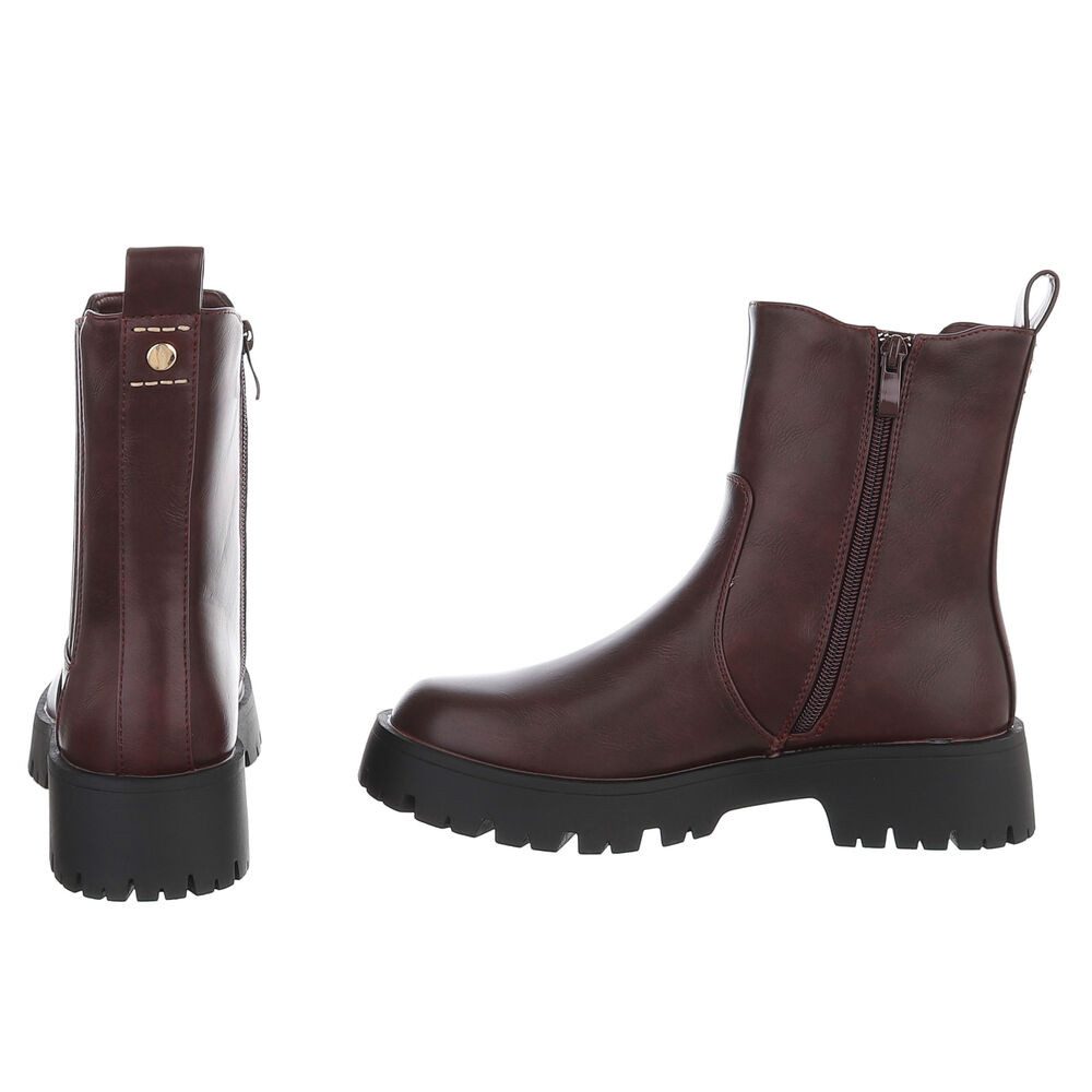 Ital-Design Damen Chelsea-Boot mit Profilsohle und Blockabsatz Plateaustiefelette (92355194) Blockabsatz Stiefeletten in Weinrot – Bild 5 von 5