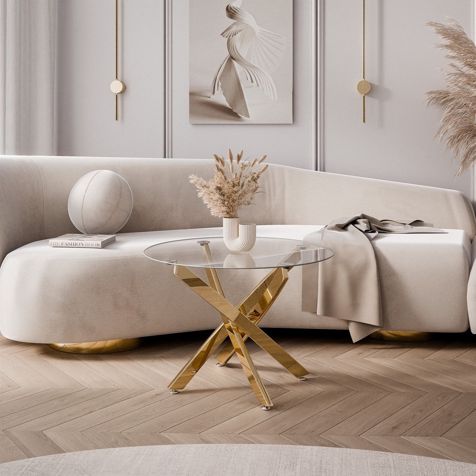 Lookway Couchtisch BEIRA mit Glasplatte (1 günstig online kaufen