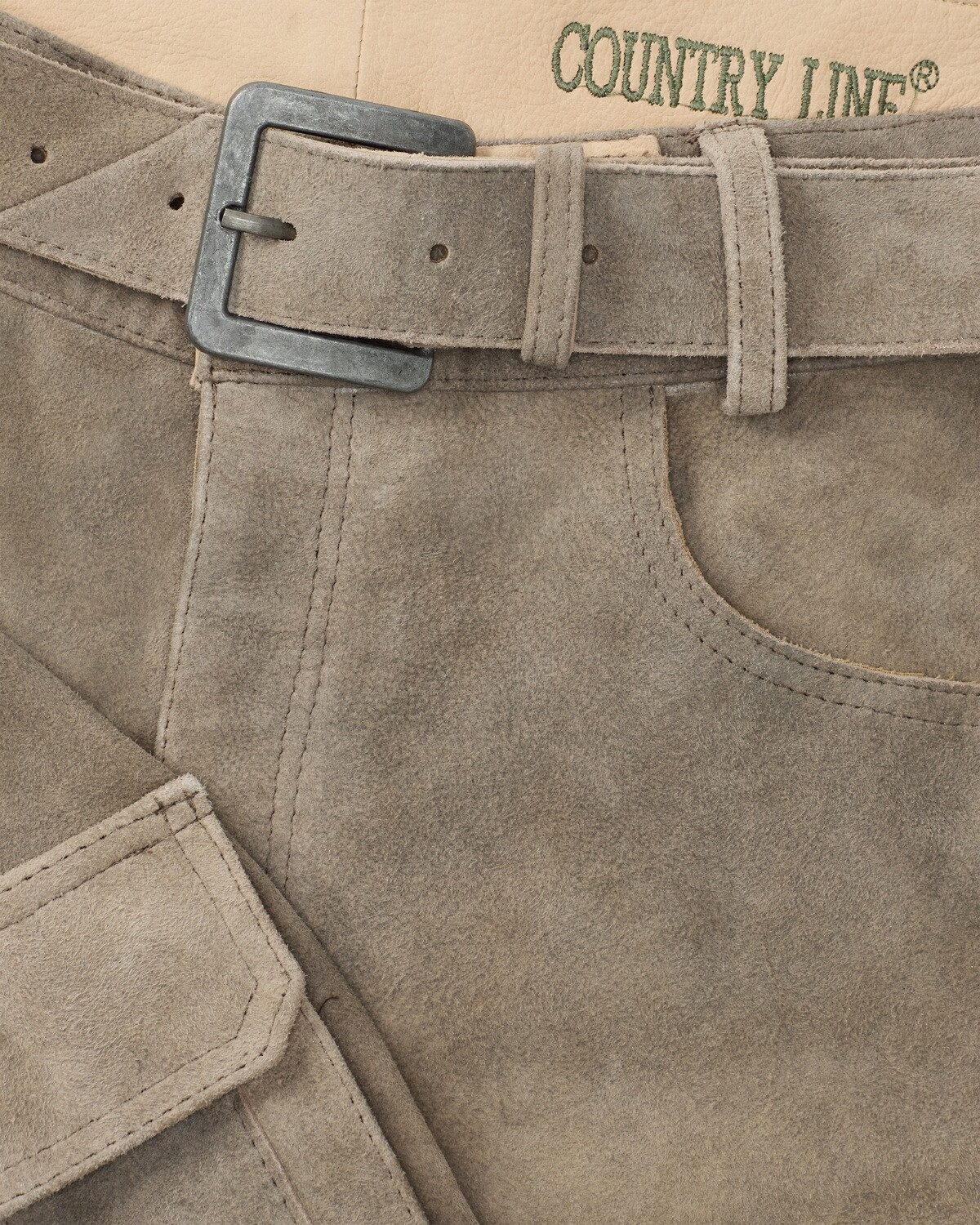 Country Line Trachtenlederhose Kurze Lederhose im Cargo-Stil