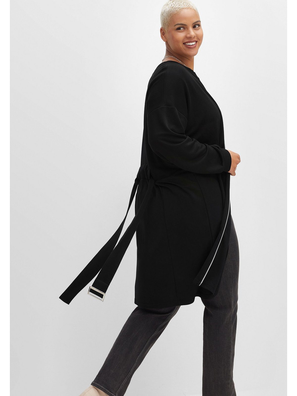 Longform, Größen mit Sheego Shirtjacke in Gürtel Große dekorativem