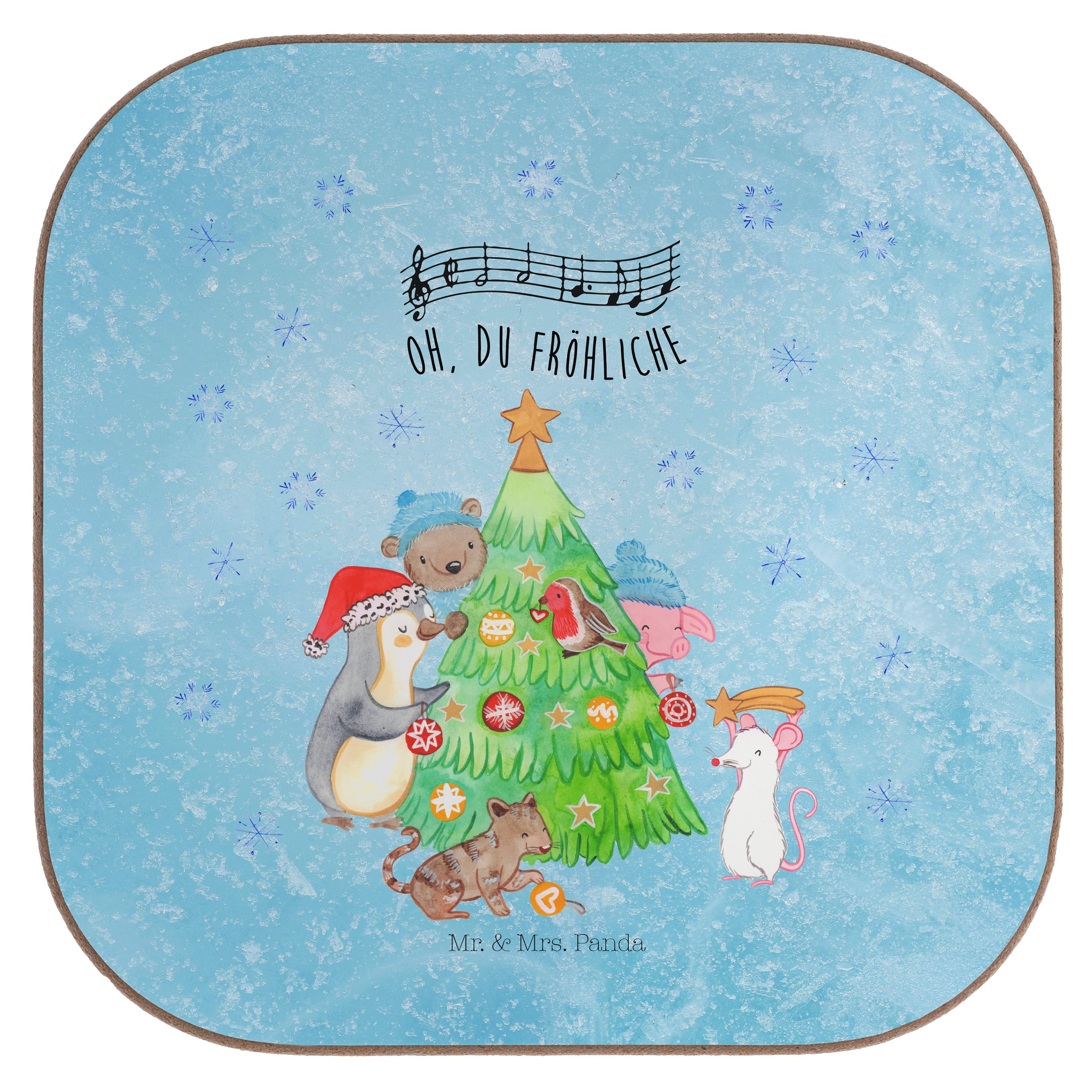 Mrs. Eisblau 1-tlg. Weihnacht, - - Weihnachtsbaum schmücken Geschenk, Getränkeuntersetzer & Heiligabend, Mr. Panda