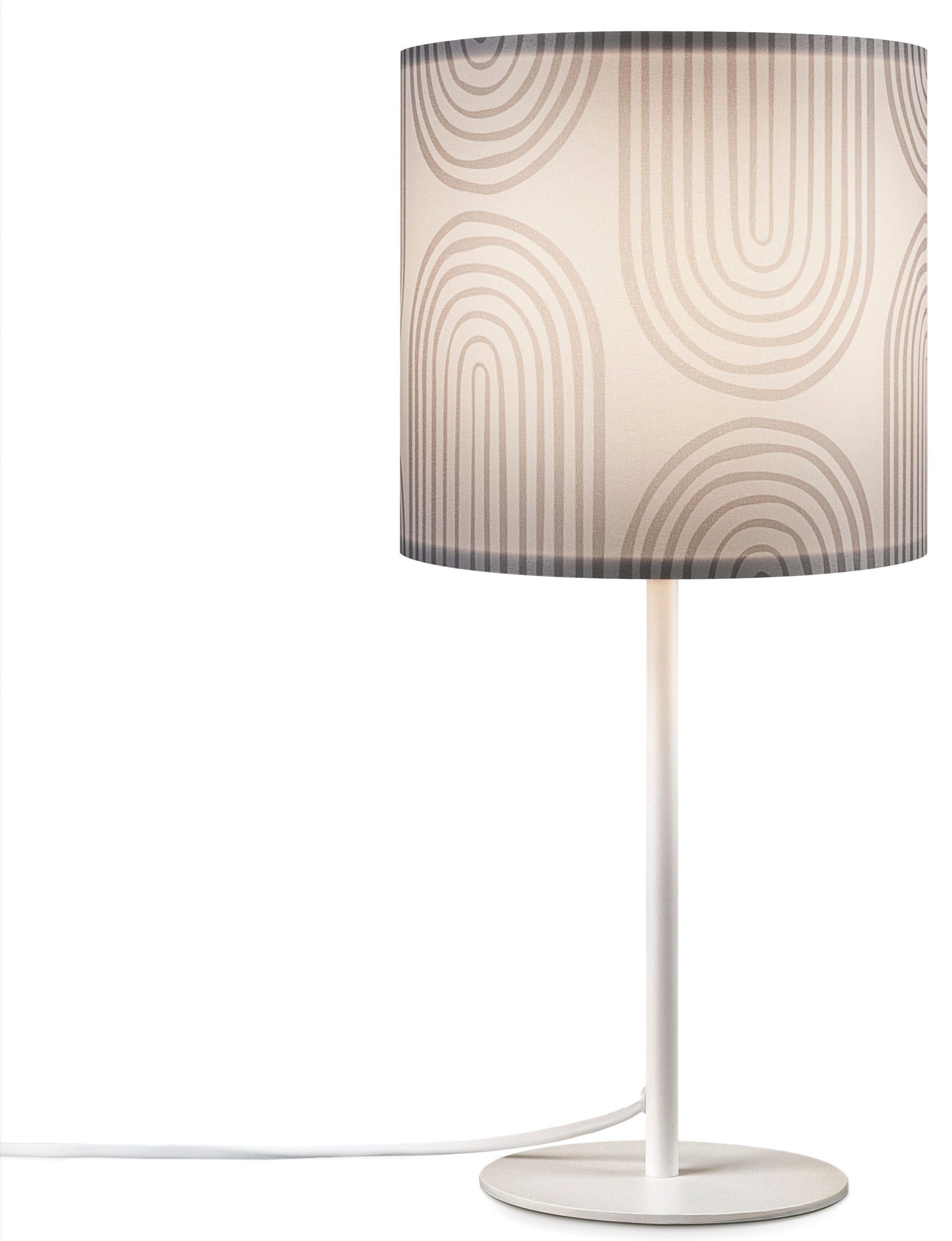 Paco Home Tischleuchte Luca Pillar, ohne Leuchtmittel, Mit Stoffschirm Nach Schlafzimmer Abstrakt Modern Retro E14