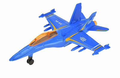 Toi-Toys Modellflugzeug KAMPFFLUGZEUG mit Rückzug Spielzeug 15cm Jet Fighter 58 (Blau), Maßstab 1:35-1:50, Kampfjet Flugzeugmodell Flugzeug Geschenk