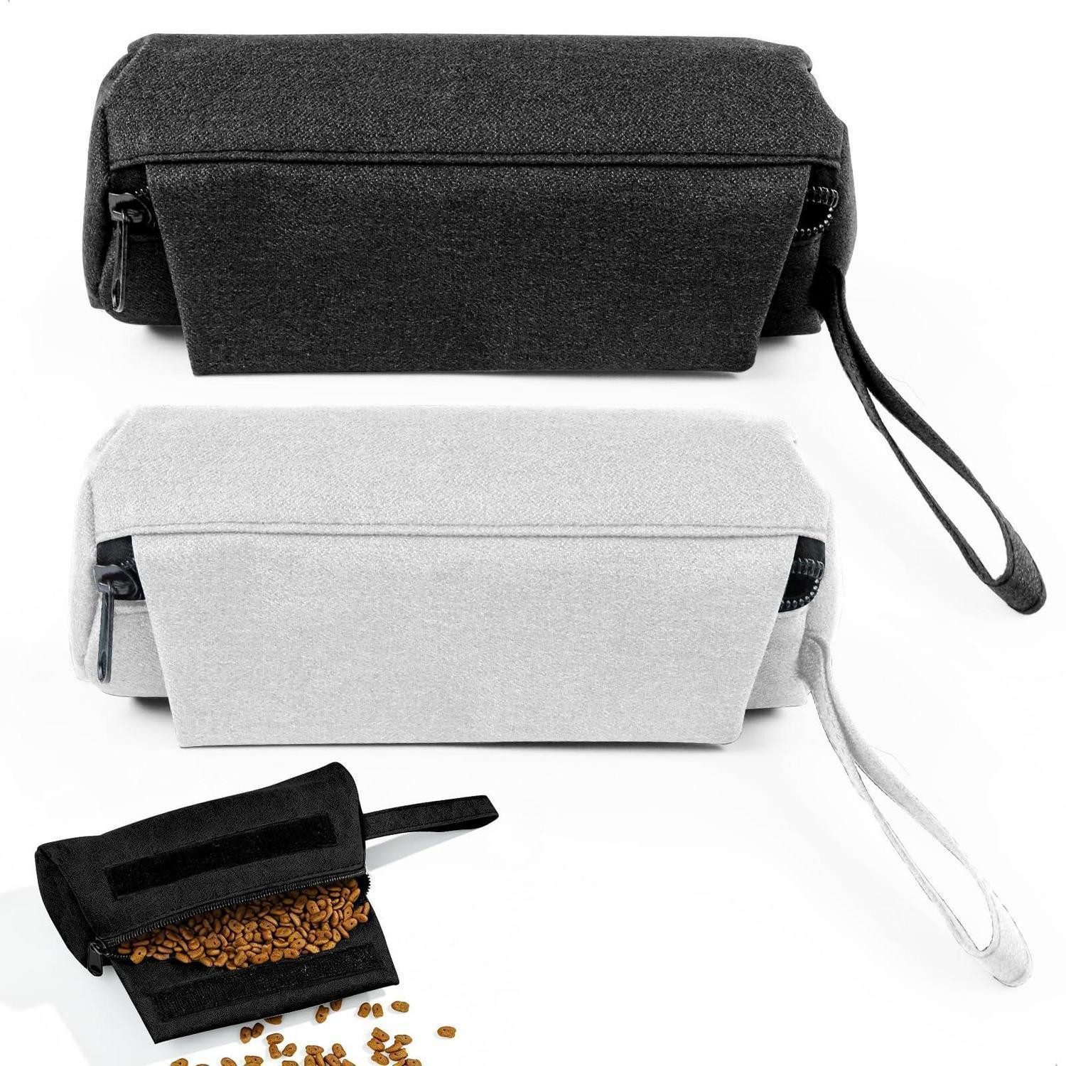 LuxusKollektion Leckerlibeutel Hundetraining Futterbeutel 2er Set Grau/Schwarz