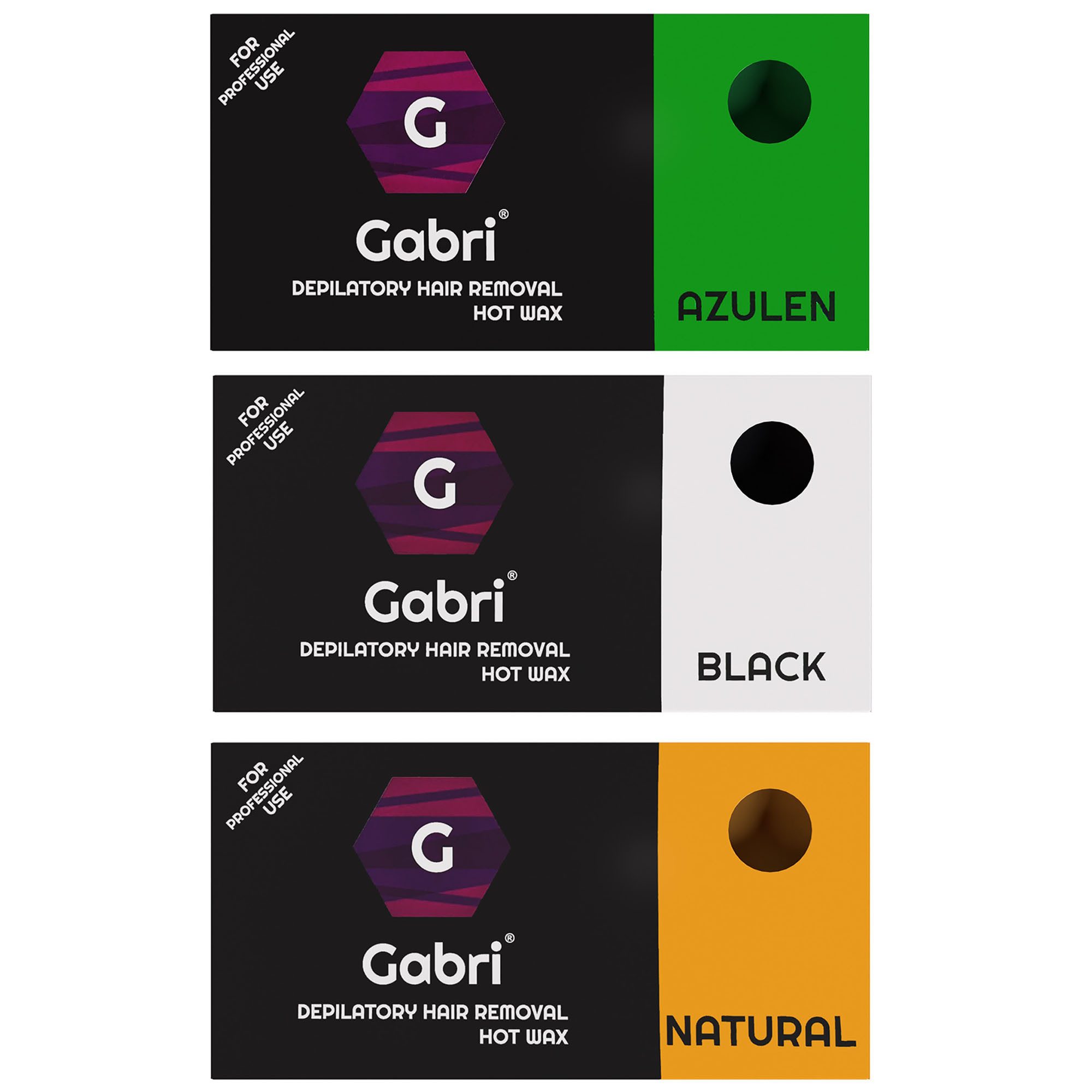 Gabri Professional Enthaarungswachs Gabri Professional - 3 x Hair Removal Hot Wax Collection-Set je 500 g, Spar-Set, 3 St.