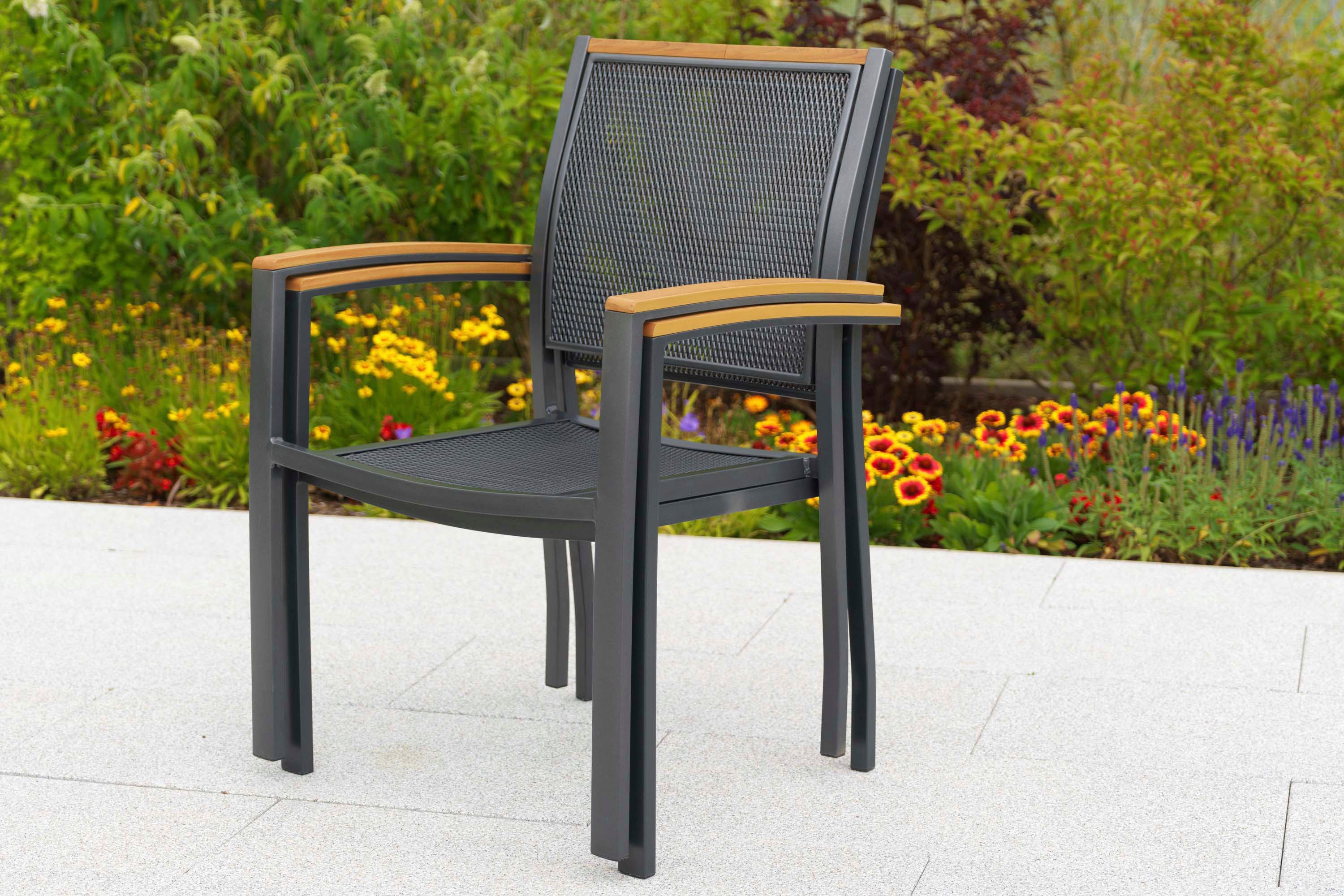 MERXX Gartensessel Itanos (Set, 2-St), Armlehnen aus Kunststoff in Holzoptik