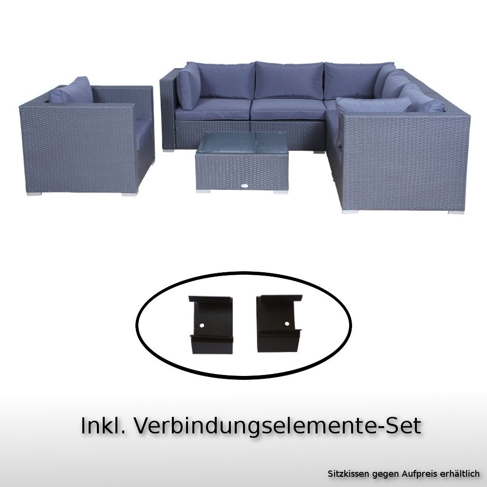 LinJa Gartenlounge-Set Poly Rattan Gartenmöbel Memphis anthrazit Tisch Garten Set Lounge, (Set)