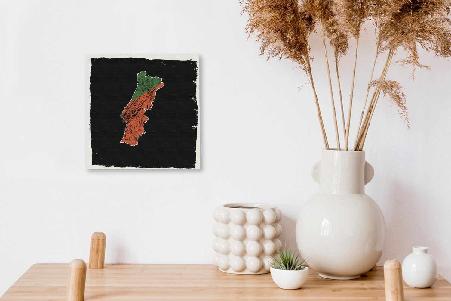 von den OneMillionCanvasses® Portugal Bilder Illustration Farben Flagge (1 Schlafzimmer in schwarzen, für Wohnzimmer der einem vor St), Leinwandbild Leinwand
