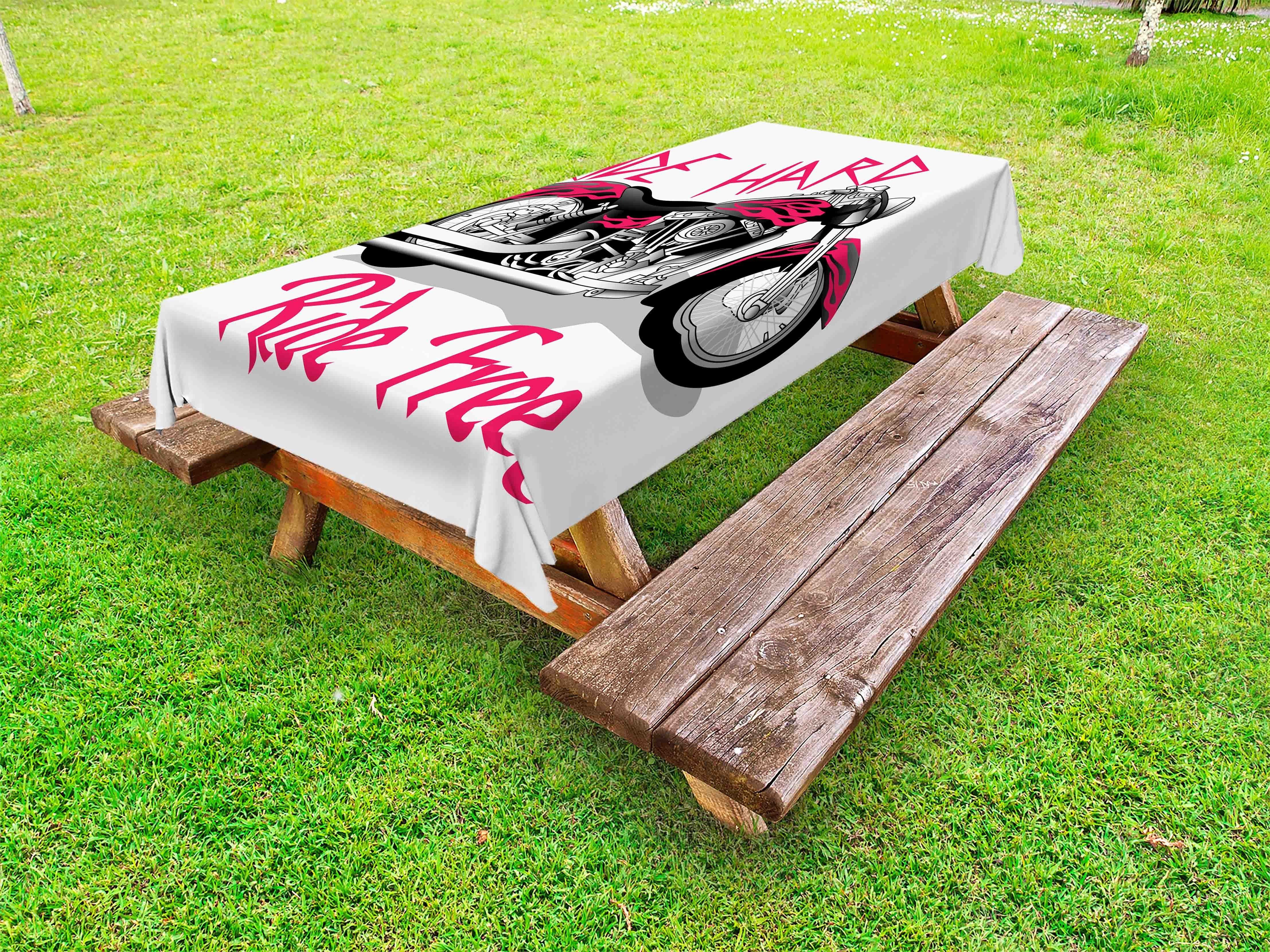 Motorrad Ride und Art Picknick-Tischdecke, waschbare dekorative Tischdecke Free Hard Abakuhaus