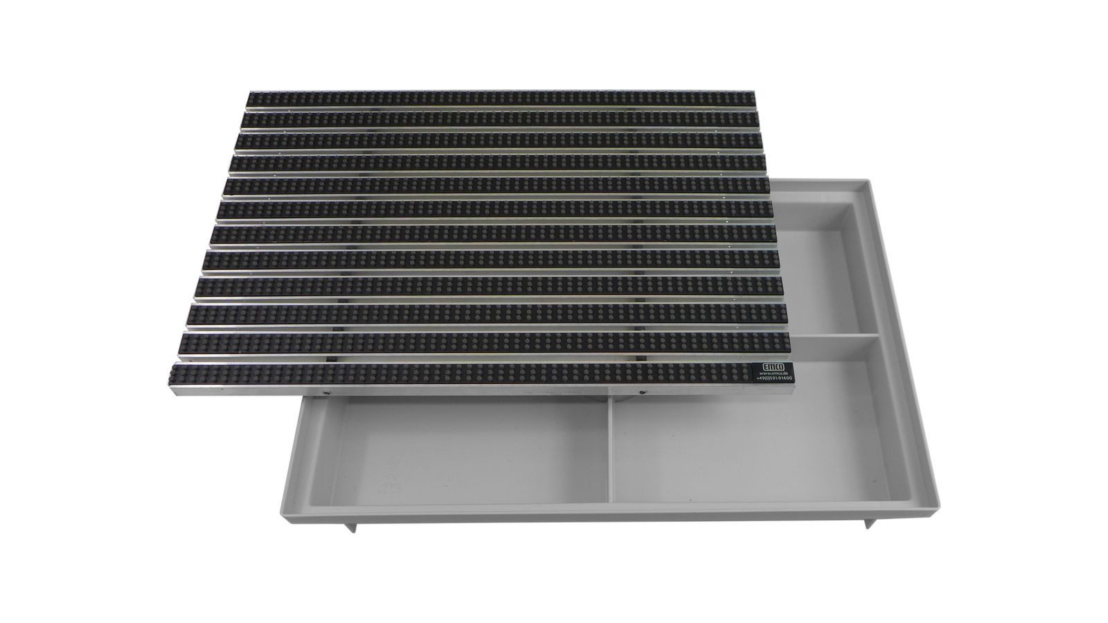 Emco Fußmatte Eingangsmatte DIPLOMAT + Bodenwanne, Bürsten Grau, rechteckig, Höhe: 75 mm, Größe: 600x400 mm, für Innen- und Außenbereich