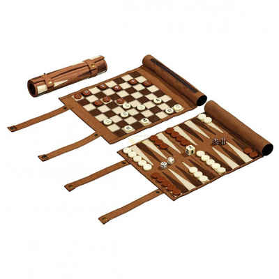 Philos Spiel, Reisespiel - Schach - Backgammon und Dame-Set - aufrollbar